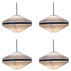 Set of Four Midcentury Pendants, Ring, UFO, 1970s