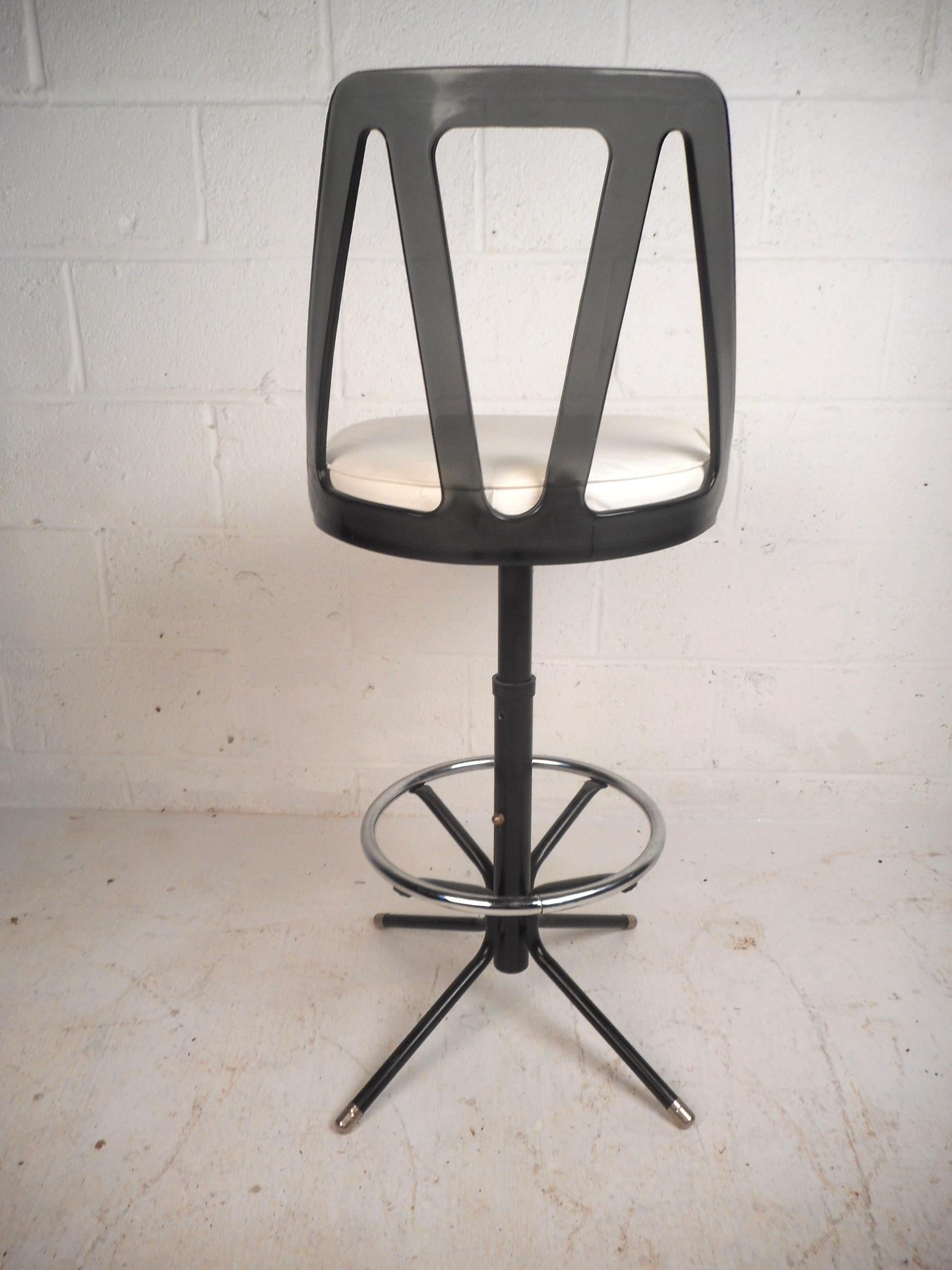 Mid-20th Century Set of Four Midcentury Smoked Lucite Swivel Bar Stools