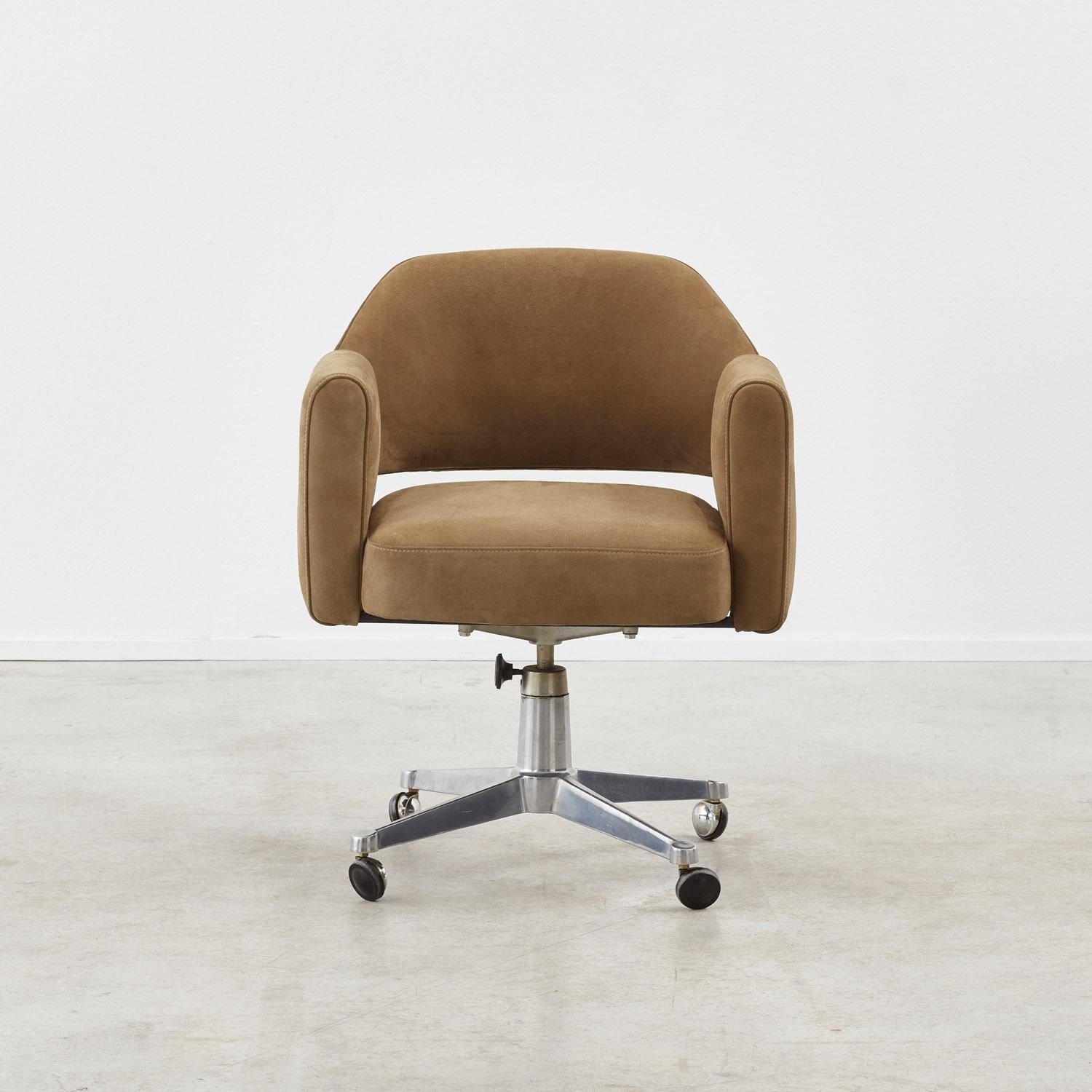 Suede Set of four Midcentury swivel desk chairs - Spain, 1960s. Sold individually