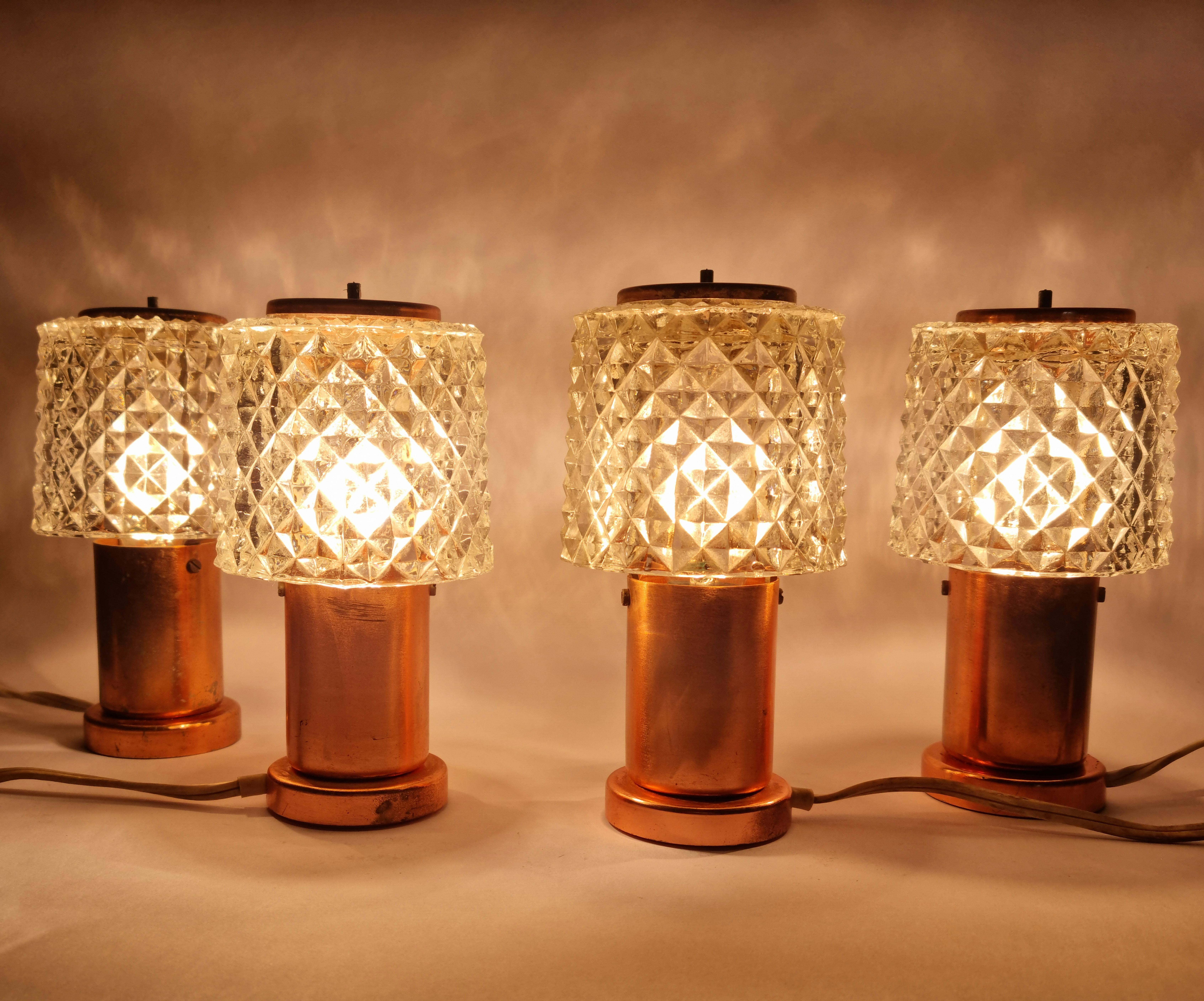 Set of Four Mid-Century Table Lamps Kamenicky Senov, 1970s For Sale 4
