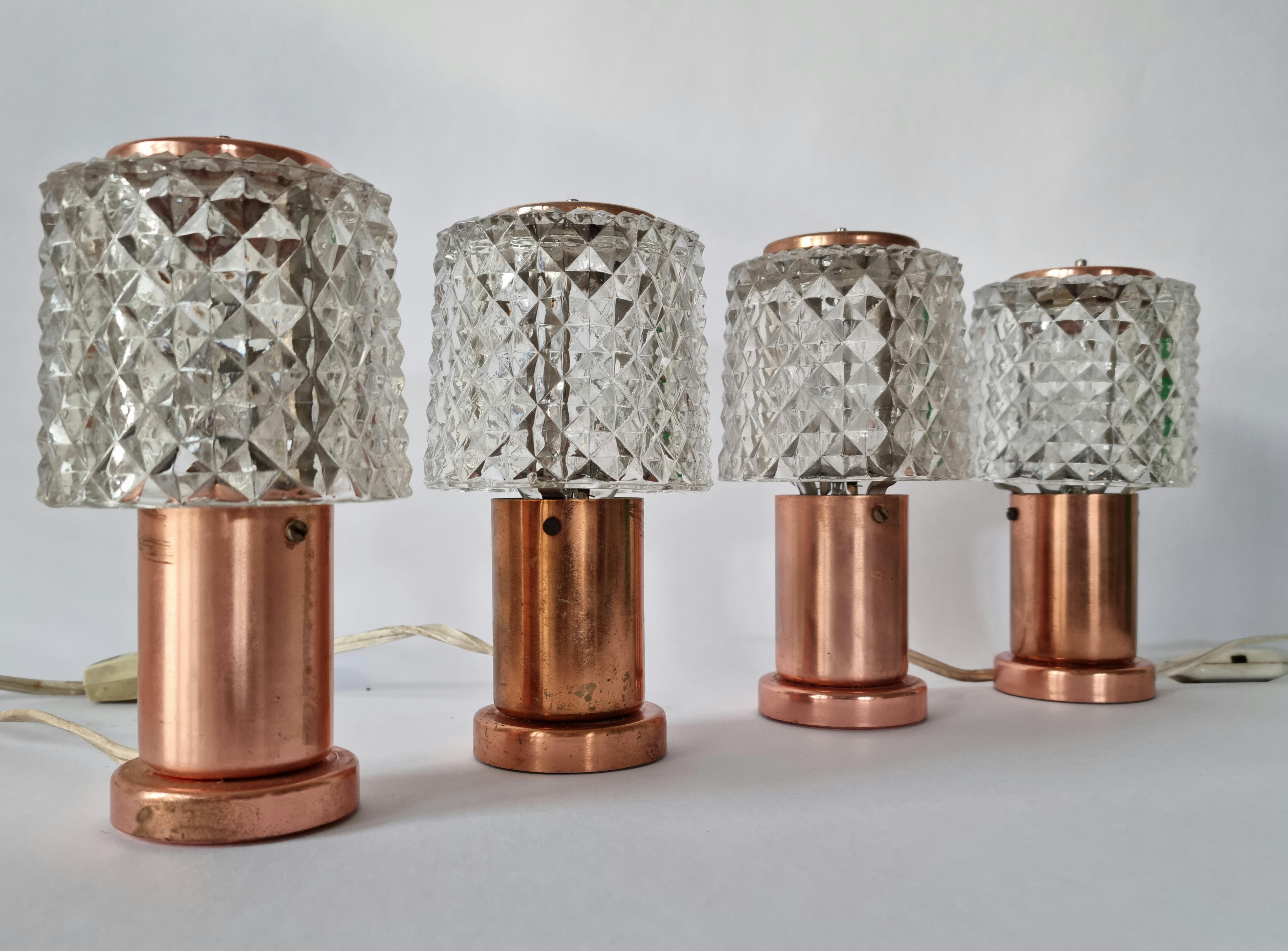 Late 20th Century Set of Four Mid-Century Table Lamps Kamenicky Senov, 1970s For Sale