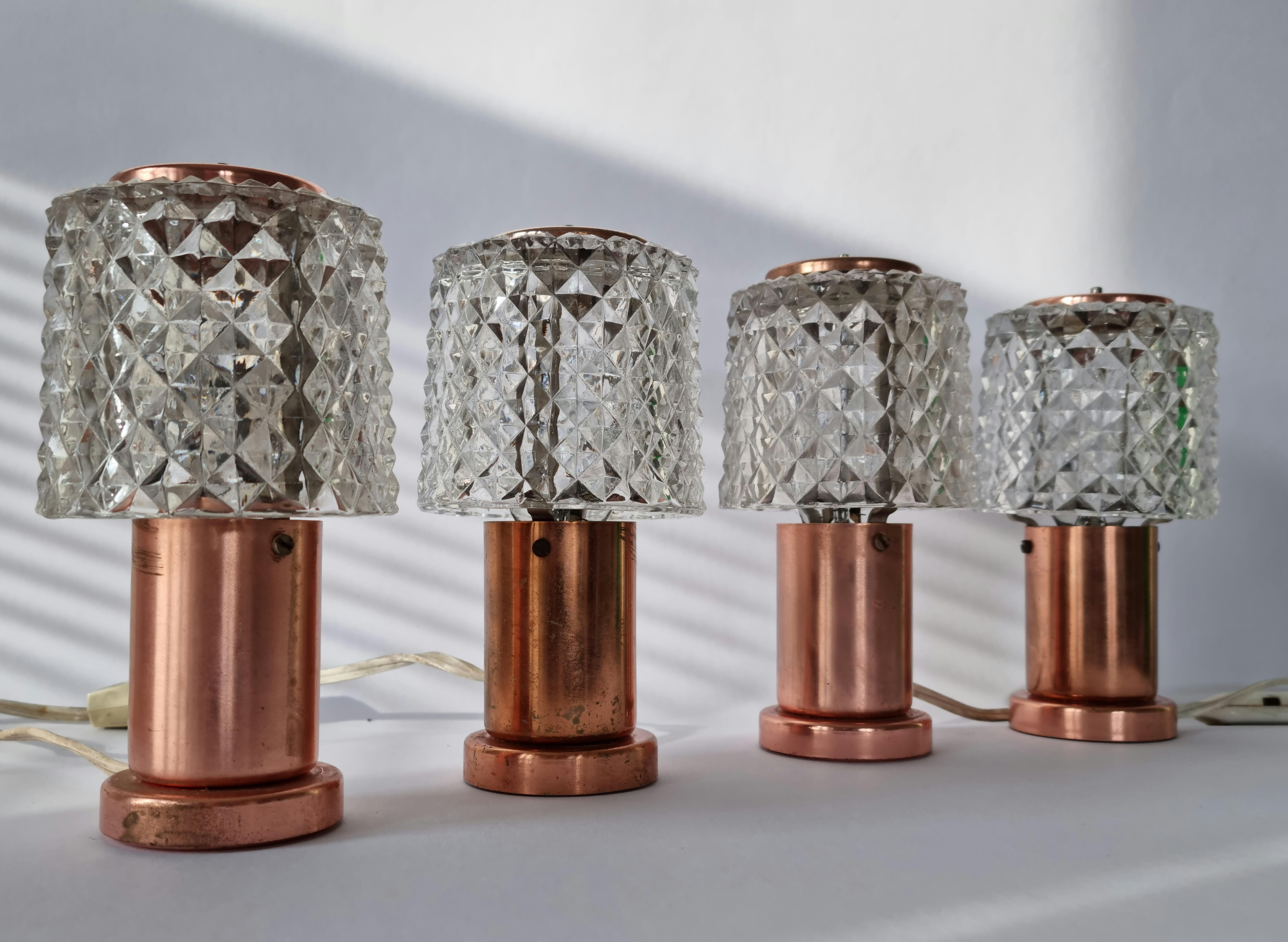 Set of Four Mid-Century Table Lamps Kamenicky Senov, 1970s For Sale 2
