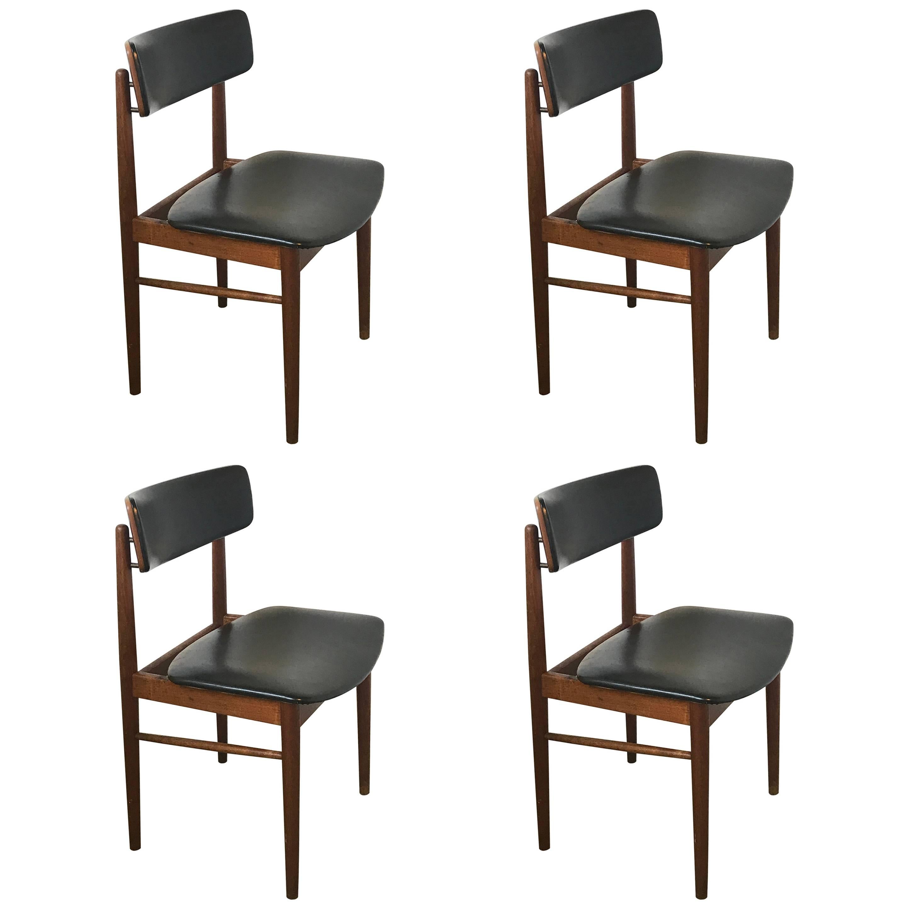 Set of Four Midcentury Teak Dining Chairs in the Style of Arne Vodder, Denmark