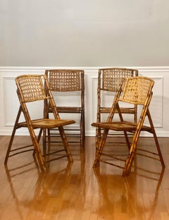 Set di quattro sedie Foldes in bambù bruciato in stile guscio di tartaruga del Medioevo