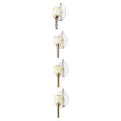 Set of Four Midcentury Wall Candelabras in Brass, Made in Sweden 1950s