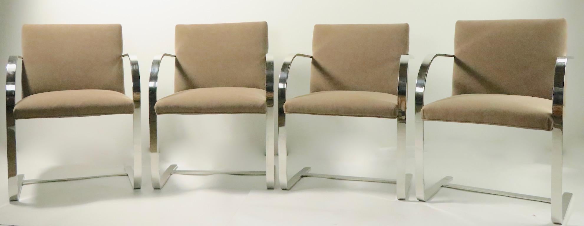 Steel Set of Four Mies Van Der Rohe Brno Chairs for Brueton