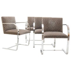 Set of Four Mies van der Rohe Brno Chairs in Mohair