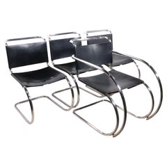 Set of Four Mies Van Der Rohe designed Knoll Dining Chairs c. 1981