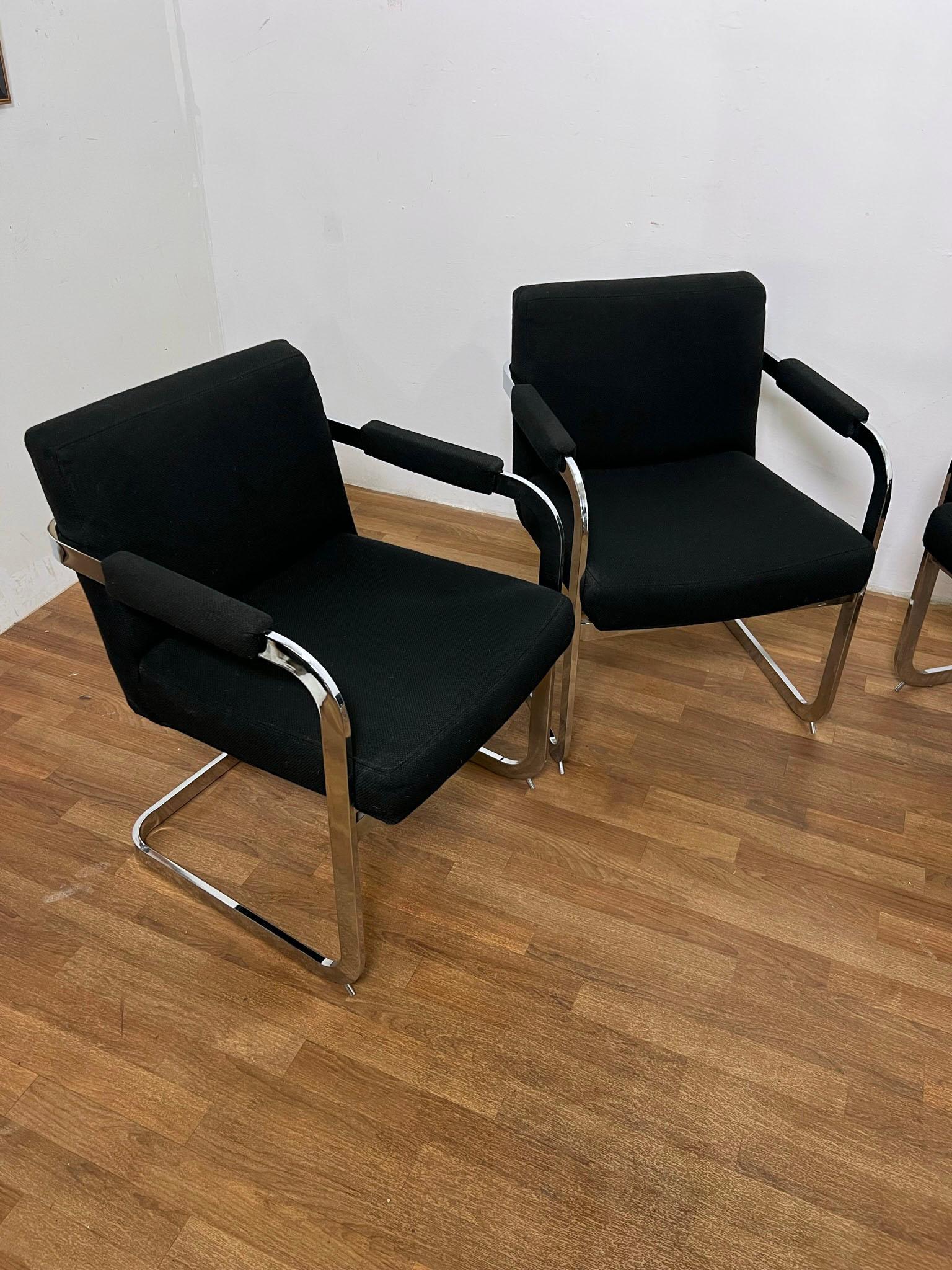 Set of Four Milo Baughman for Thayer Coggin Cantilever Chrome Dining Chairs For Sale 6