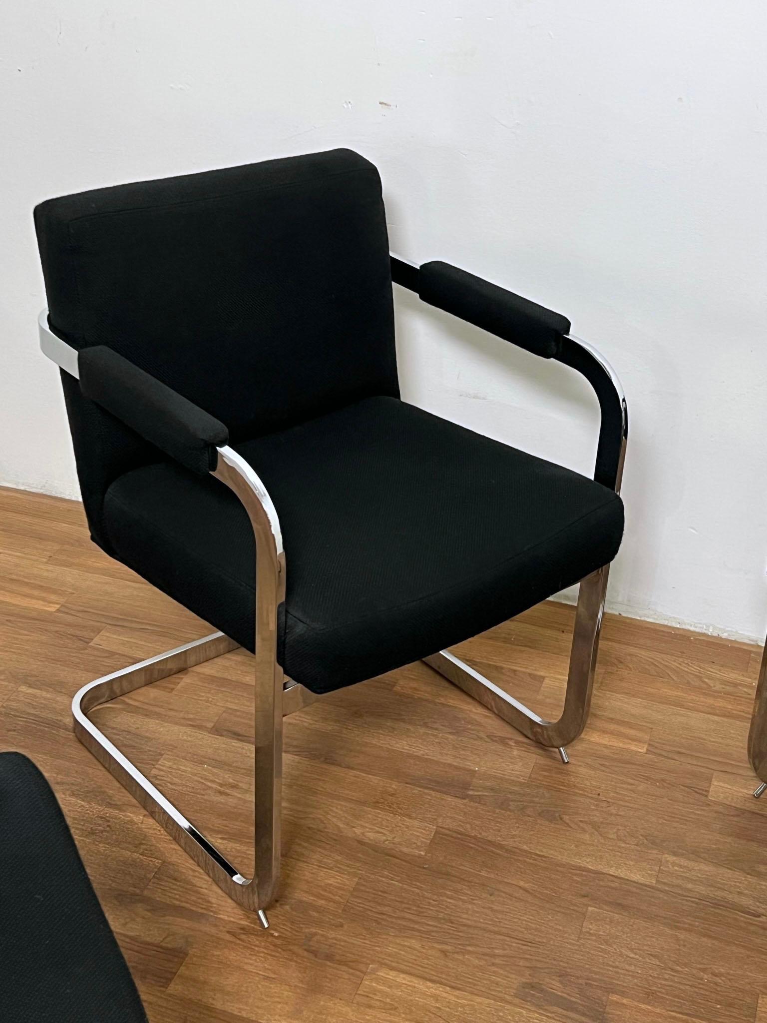 Mid-Century Modern Set of Four Milo Baughman for Thayer Coggin Cantilever Chrome Dining Chairs For Sale
