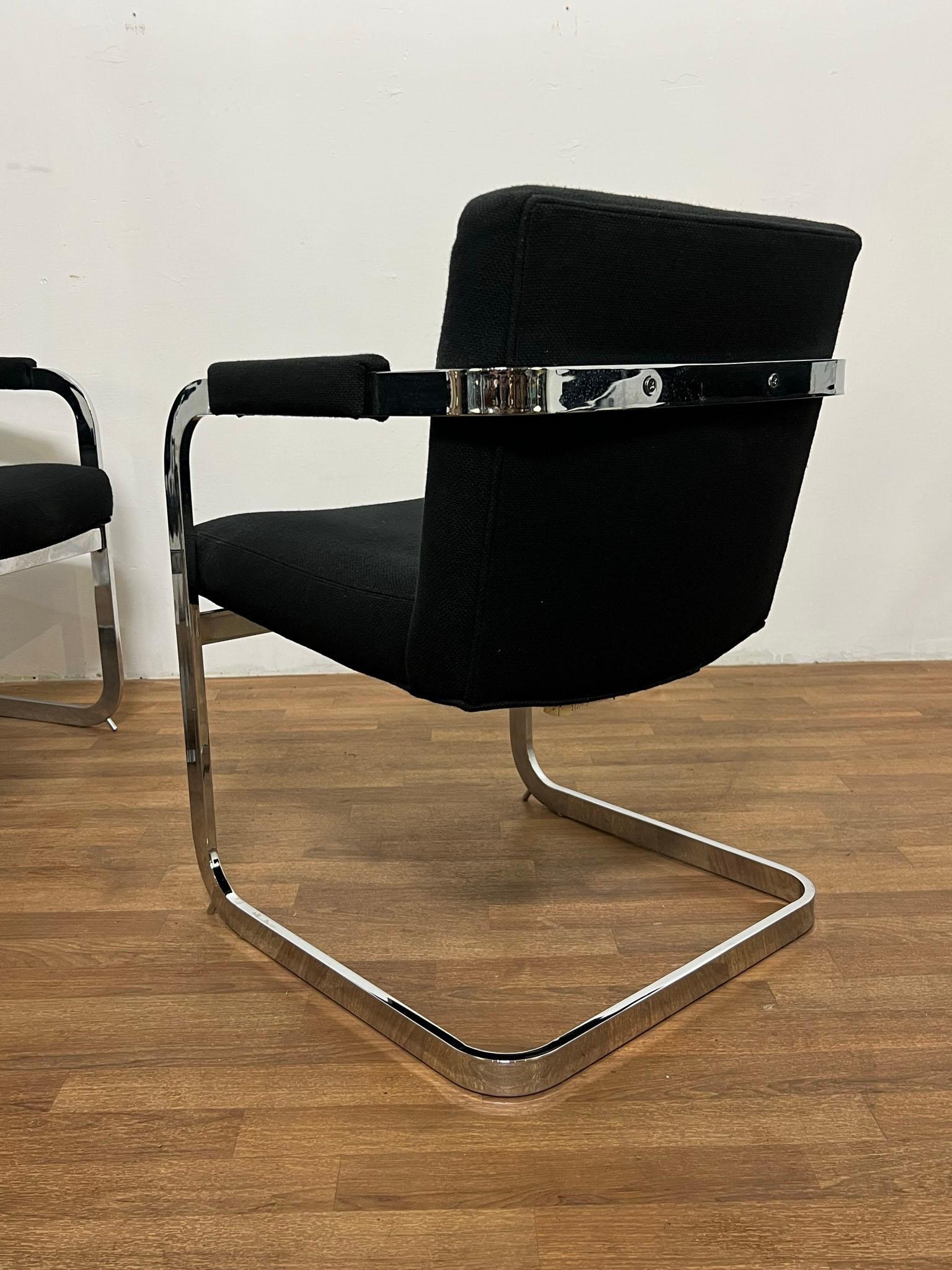 Set of Four Milo Baughman for Thayer Coggin Cantilever Chrome Dining Chairs In Good Condition For Sale In Peabody, MA