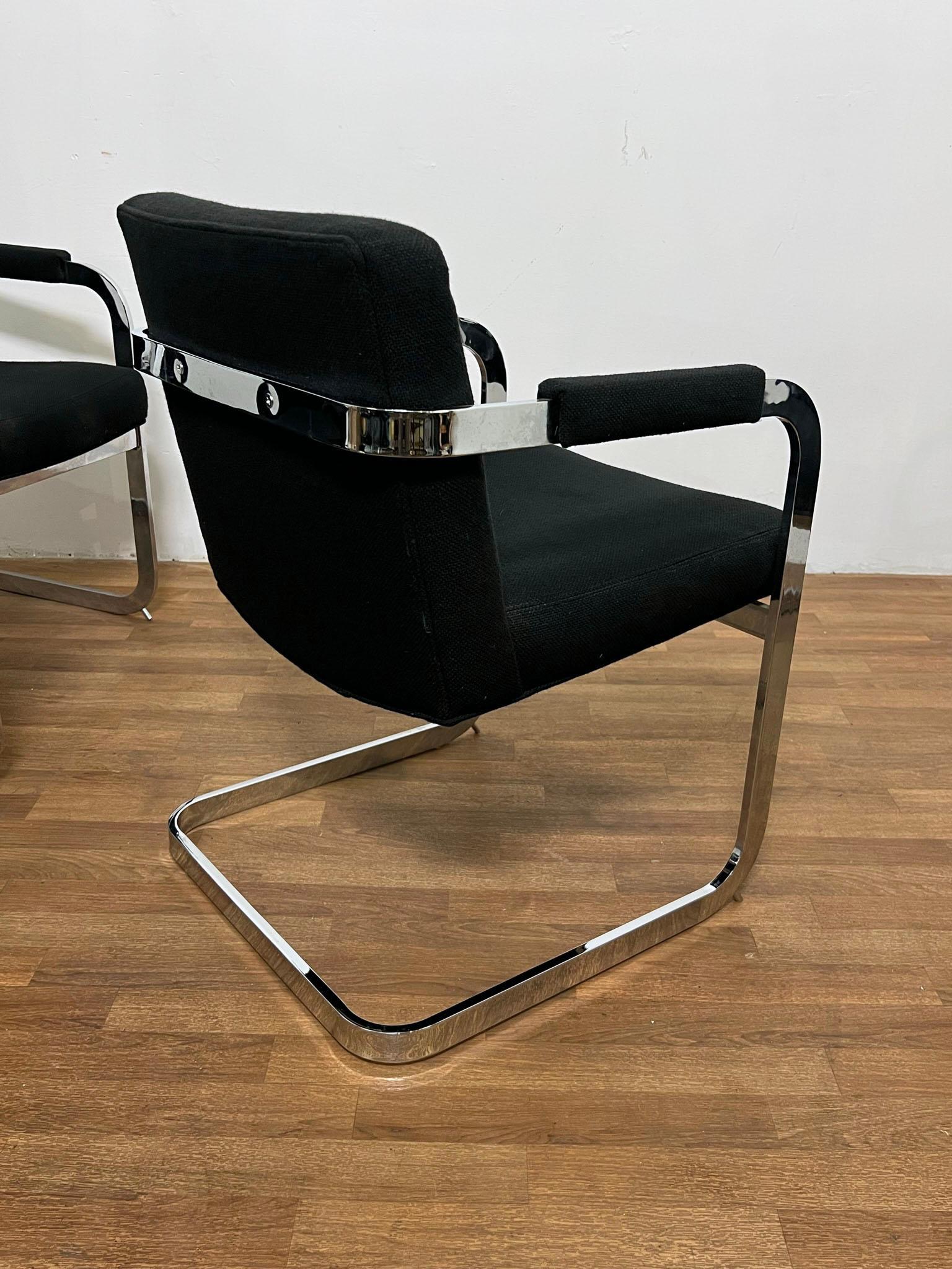 Late 20th Century Set of Four Milo Baughman for Thayer Coggin Cantilever Chrome Dining Chairs For Sale
