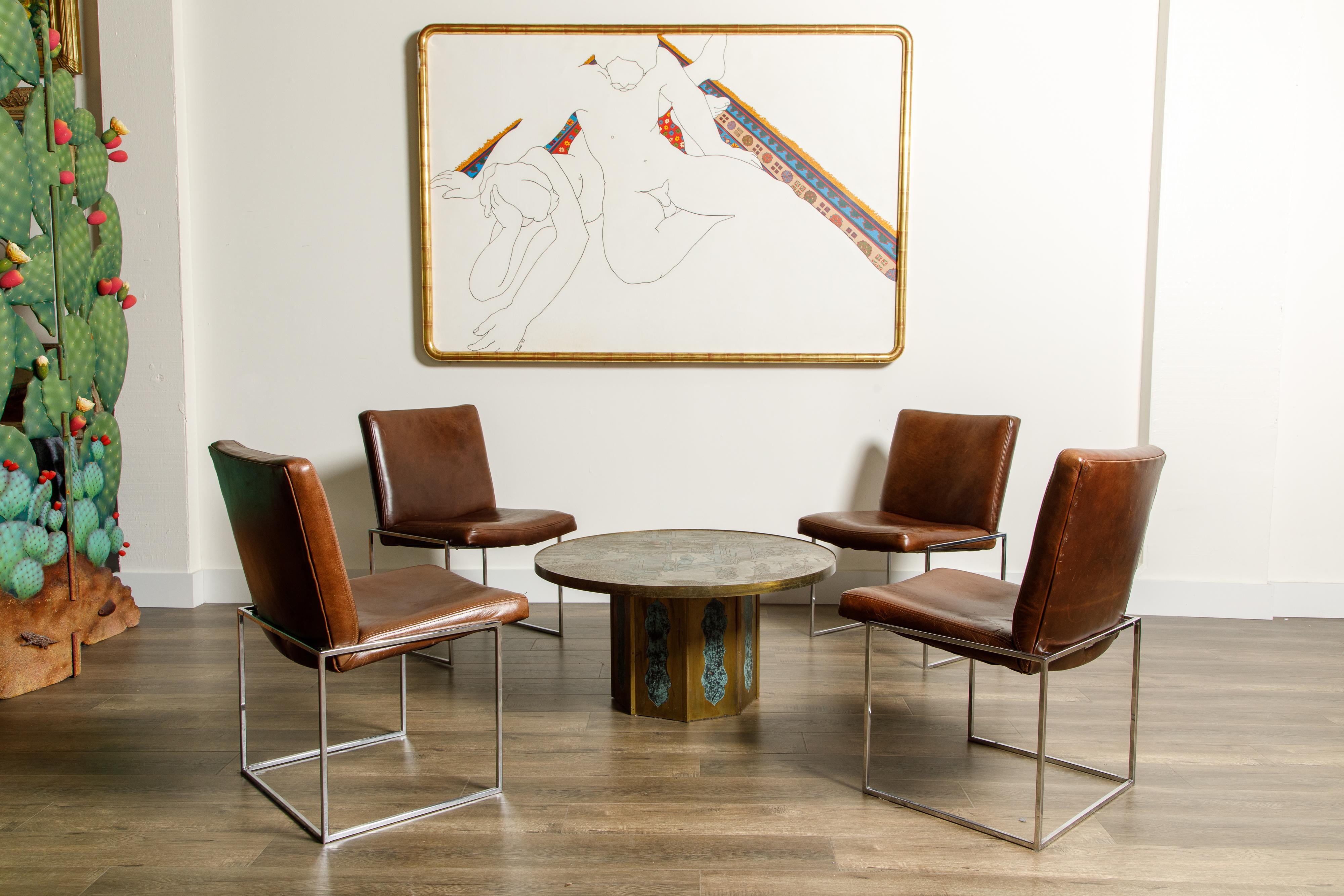 Set of Four Milo Baughman for Thayer Coggin Thinline Chrome Dining Chairs, 1970s 4