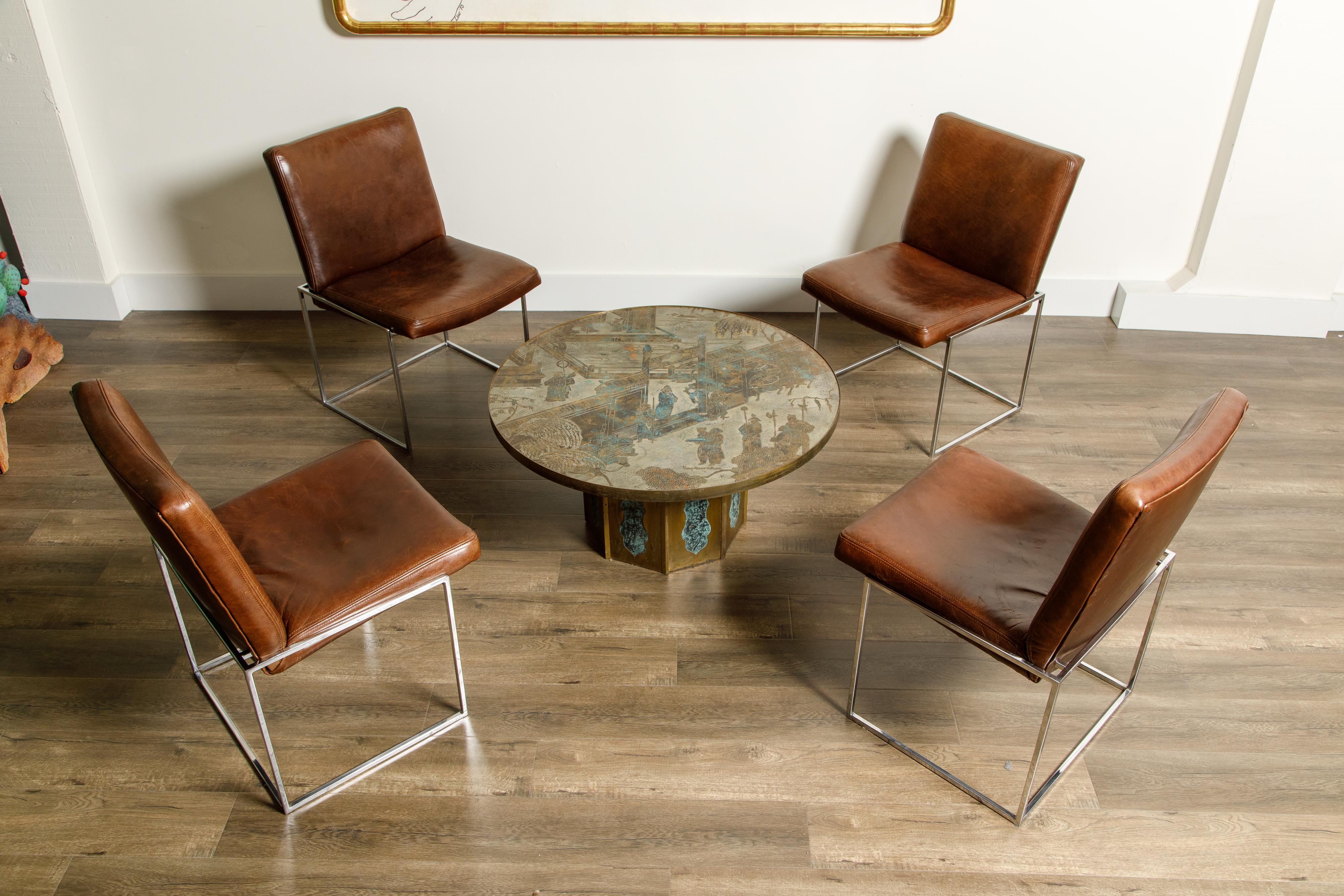 Set of Four Milo Baughman for Thayer Coggin Thinline Chrome Dining Chairs, 1970s 5