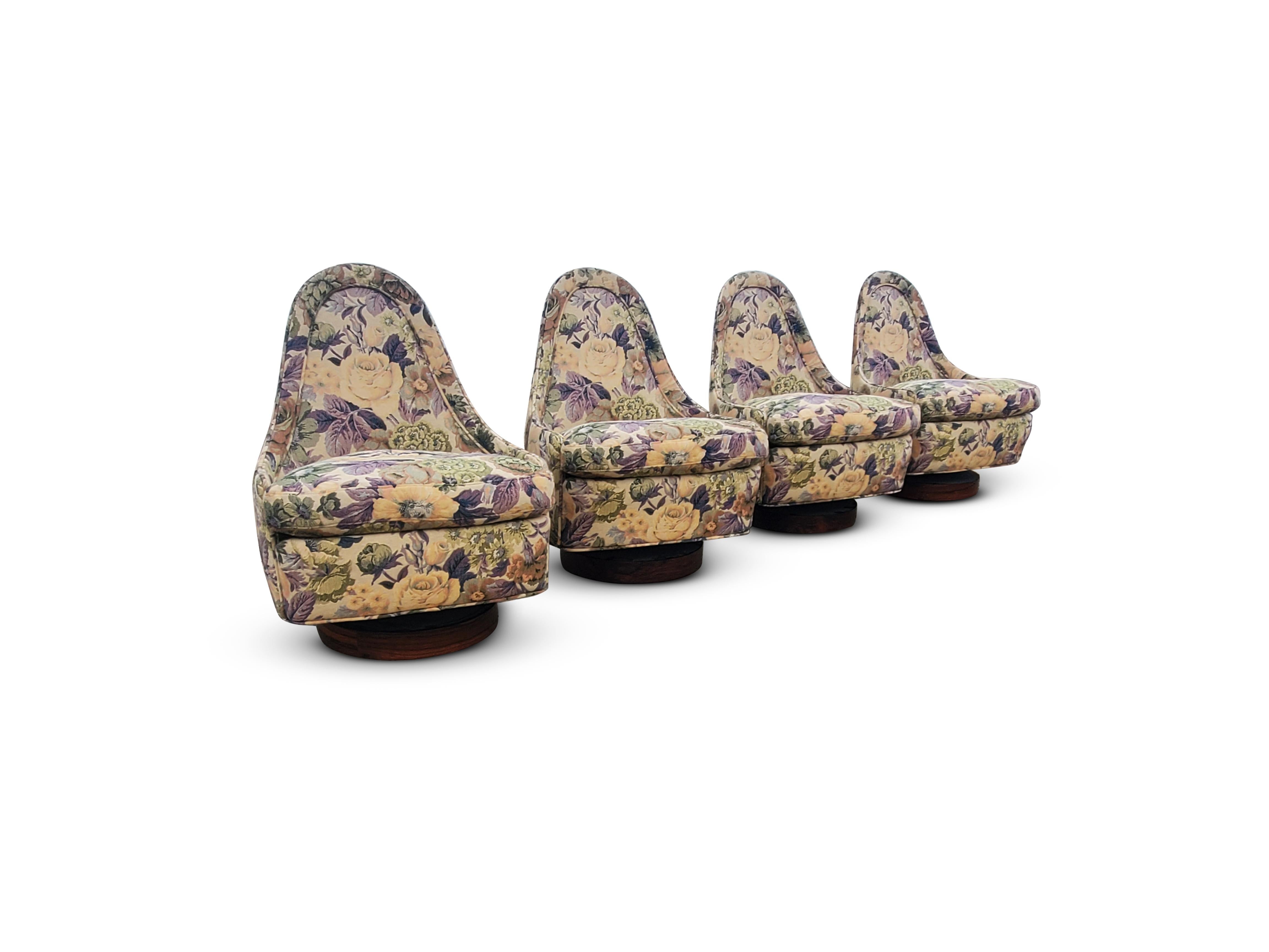20ième siècle Ensemble de quatre chaises longues pivotantes et inclinables Milo Baughman Petite en vente