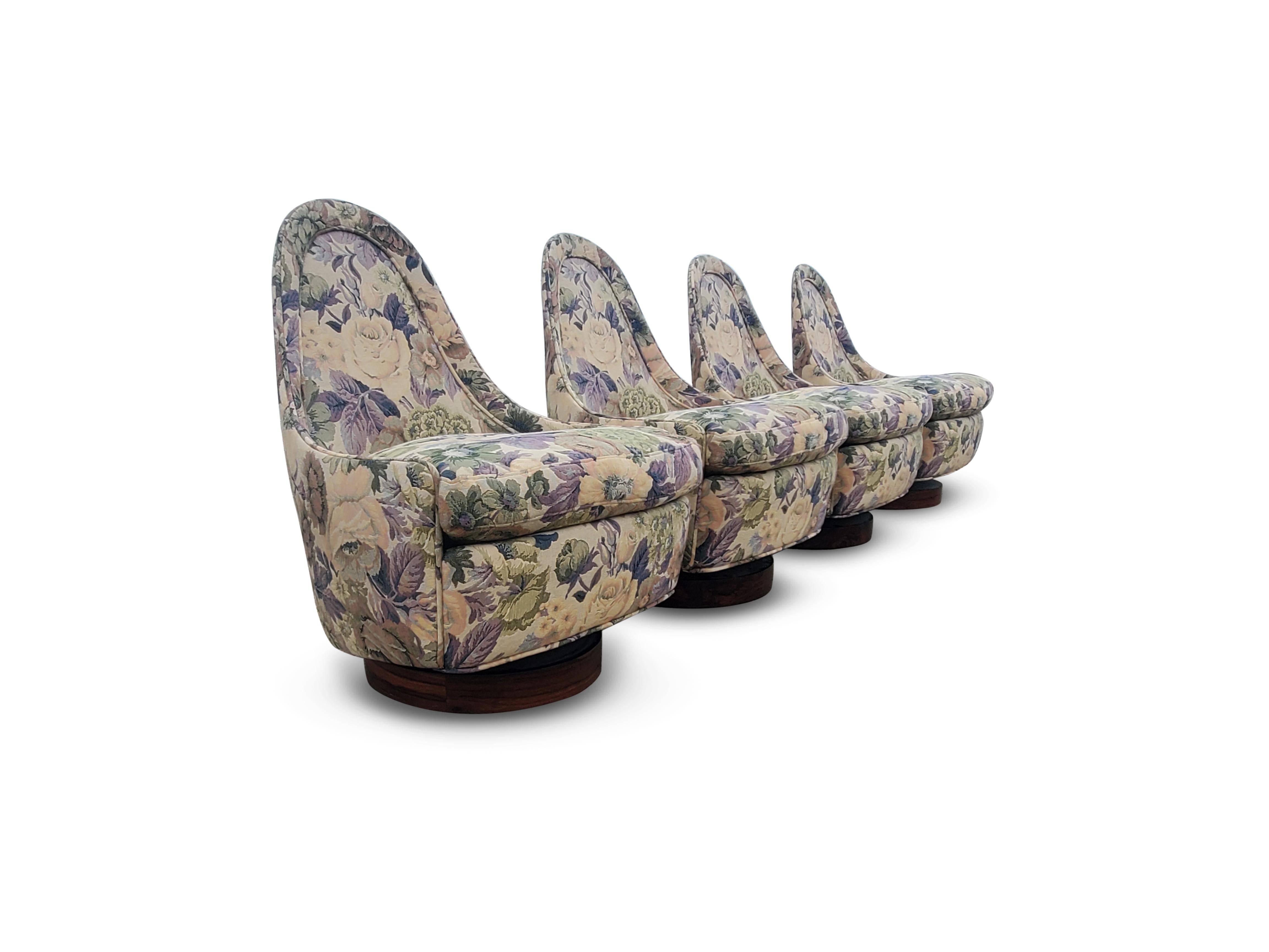 Set of Four Milo Baughman Petite Swivel and Tilt Lounge Chairs For Sale 2