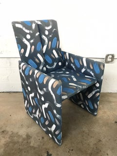 Set of Four Milo Baughman Postmodern Slab Side Dining Room Chairs