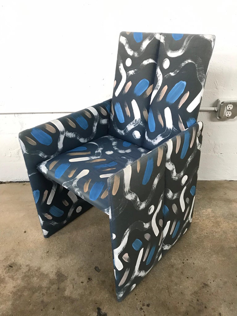 Set of Four Milo Baughman Postmodern Slab Side Dining Room Chairs For Sale at 1stdibs