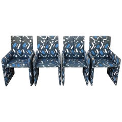Set of Four Milo Baughman Postmodern Slab Side Dining Room Chairs