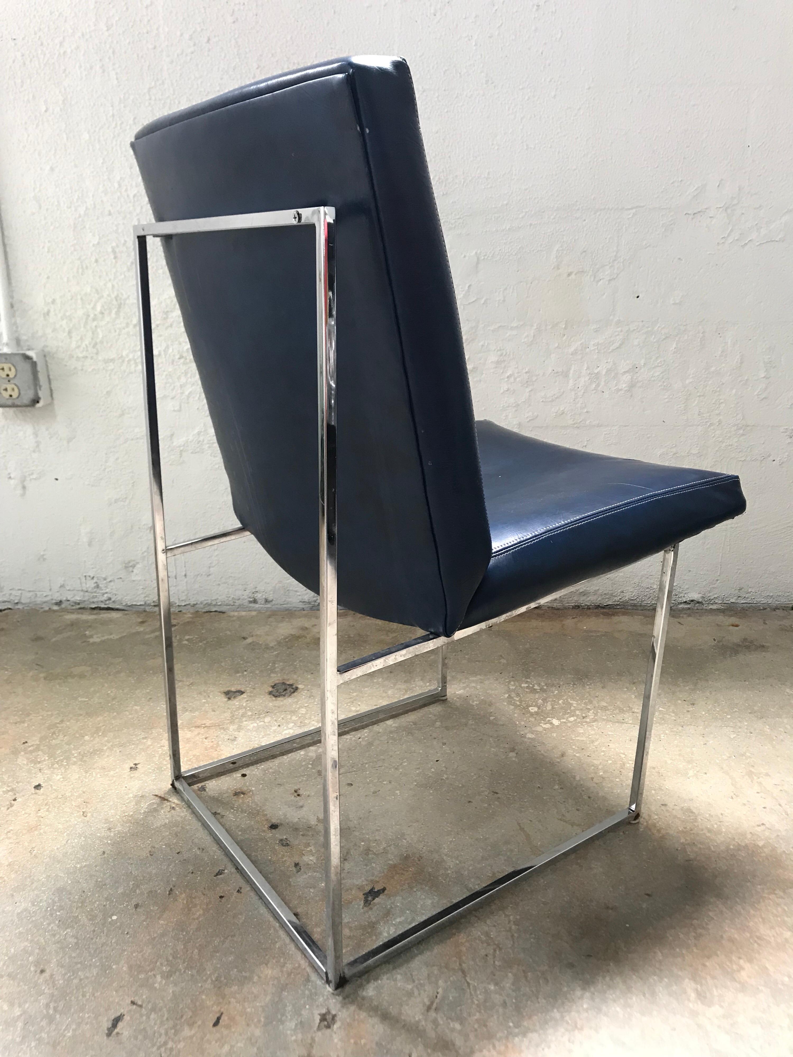 Mid-Century Modern Set of four Milo Baughman Thin-Line Dining Chairs For Sale