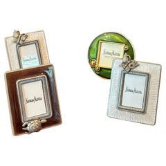 Set of Four Mini Picture Frames in Brass, Enamel & Charms by Jay Strongwater