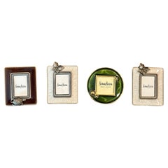 Set of Four Mini Picture Frames in Brass, Enamel & Charms by Jay Strongwater