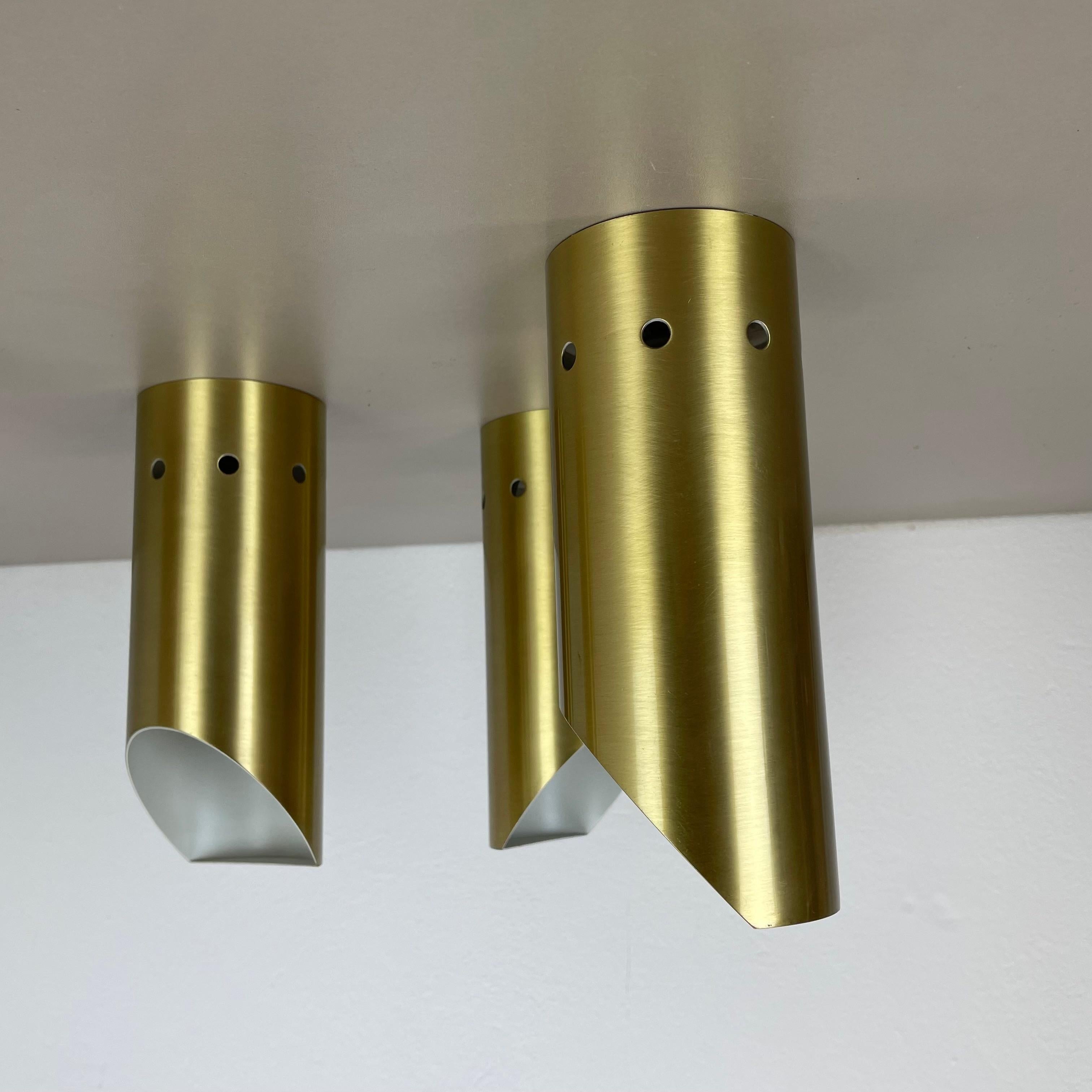 Set di quattro lampade da soffitto a parete in ottone minimalista, Italia anni '70 in vendita 12