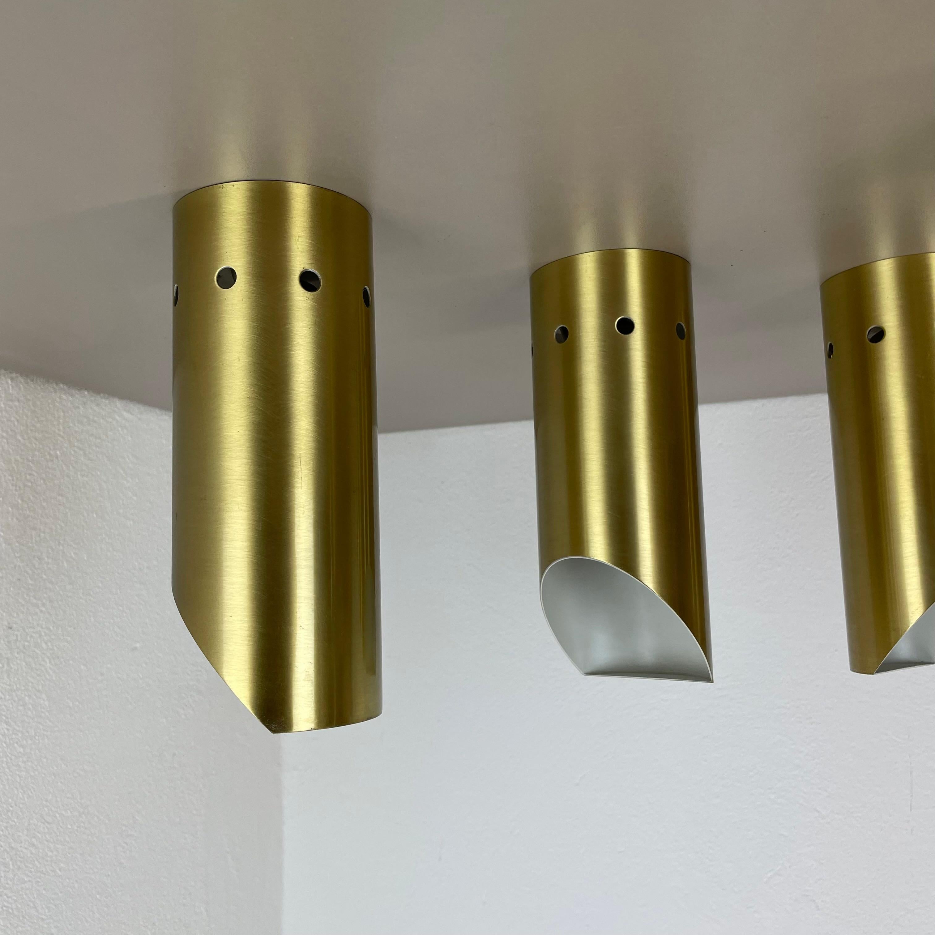 Set di quattro lampade da soffitto a parete in ottone minimalista, Italia anni '70 in vendita 13