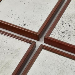 Set of Four 19th Century Square Mirrors with Aged Glass in Mahogany Frames