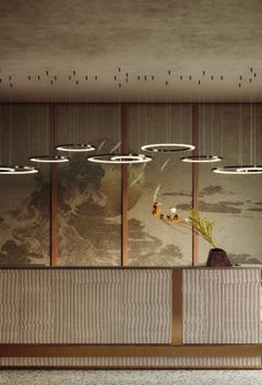 Set of Four Mix Sizes Rings Yubiwa Suspension Pendant Lamp by Alabastro Italiano