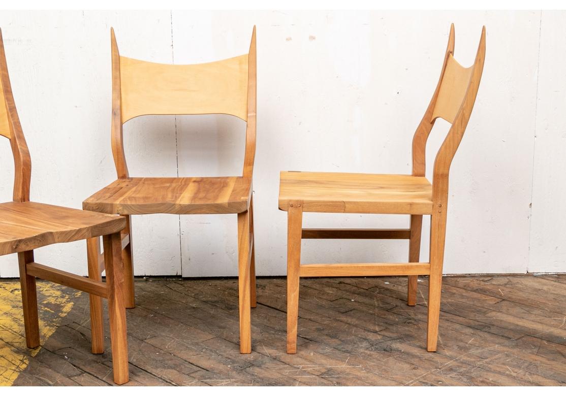 Set of Four Mixed Wood Side Chairs by Organic Modernism For Sale 5