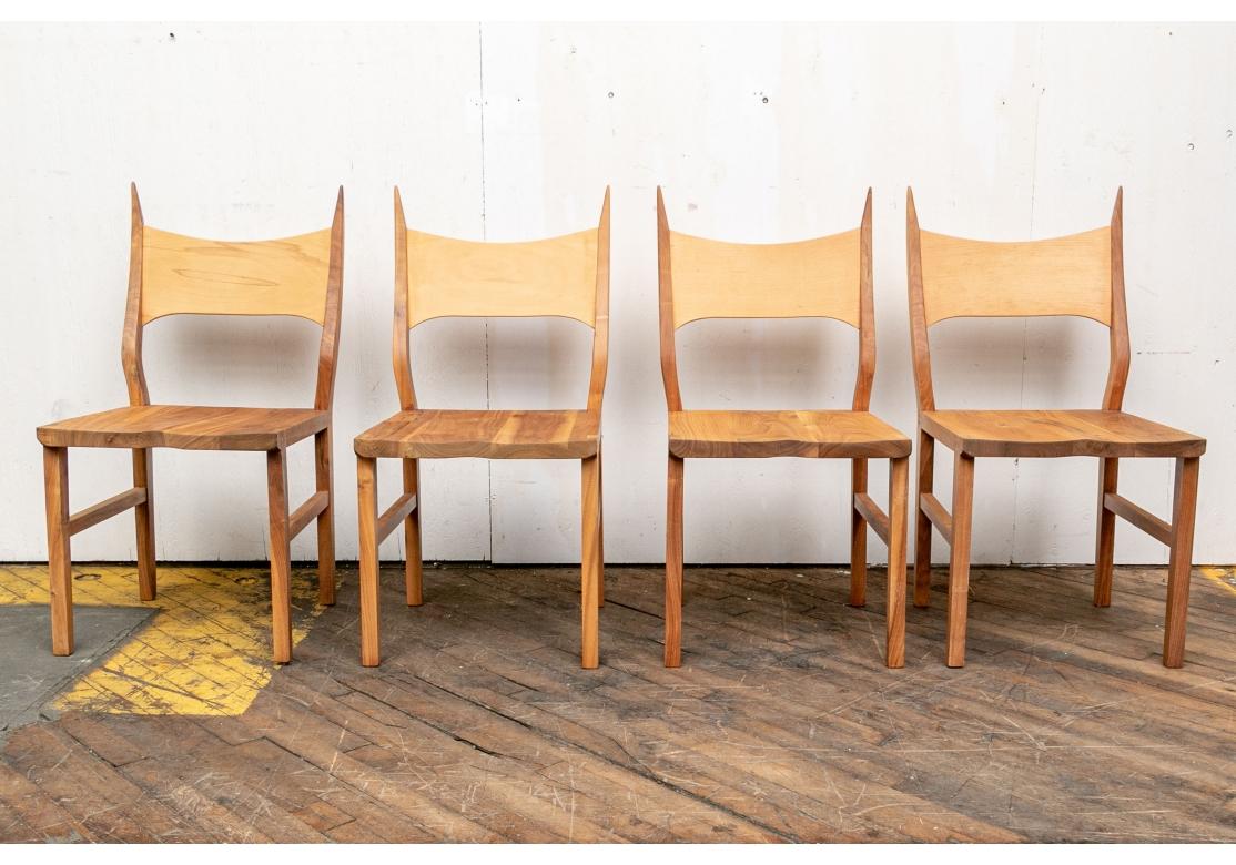 Set of Four Mixed Wood Side Chairs by Organic Modernism In Good Condition For Sale In Bridgeport, CT