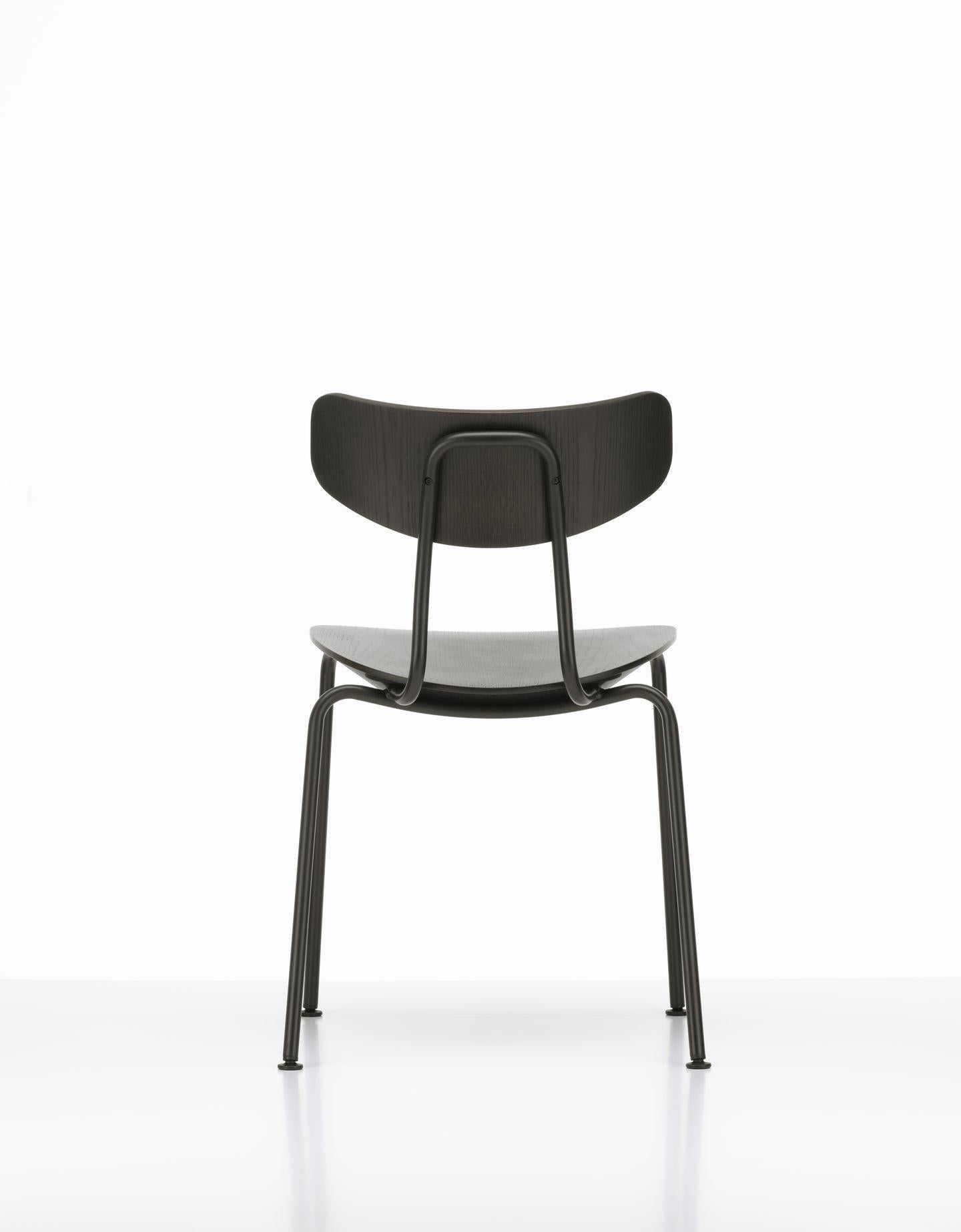 Contemporary Set of Four Moca Chairs in Plywood and Metal Designed by Jasper Morrison