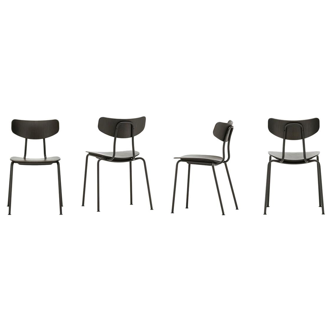 Set of Four Moca Chairs in Plywood and Metal Designed by Jasper Morrison