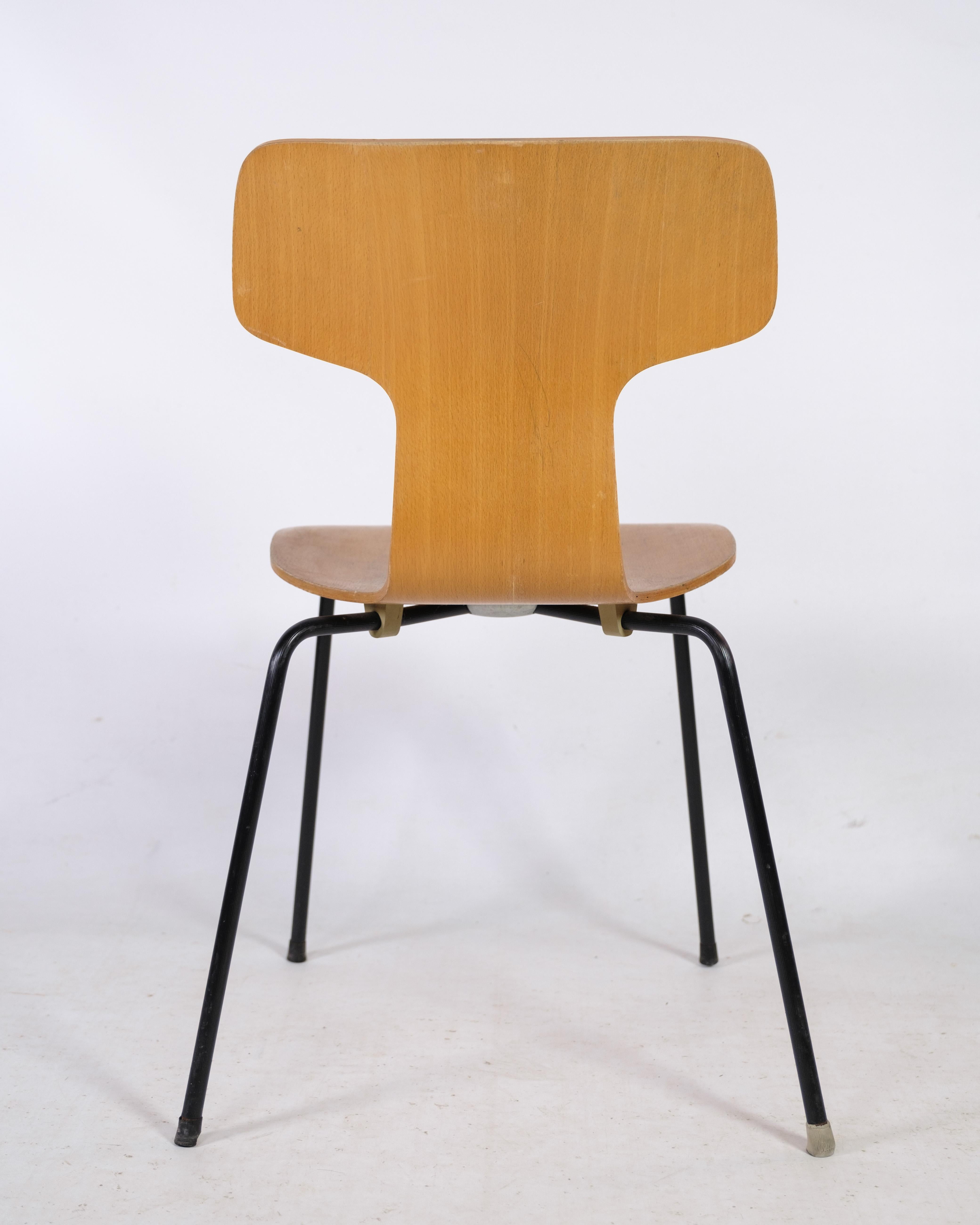 Set of Four, Model 3103, 'T-Chair', by Arne Jacobsen Oak, Fritz Hansen 1960s For Sale 3
