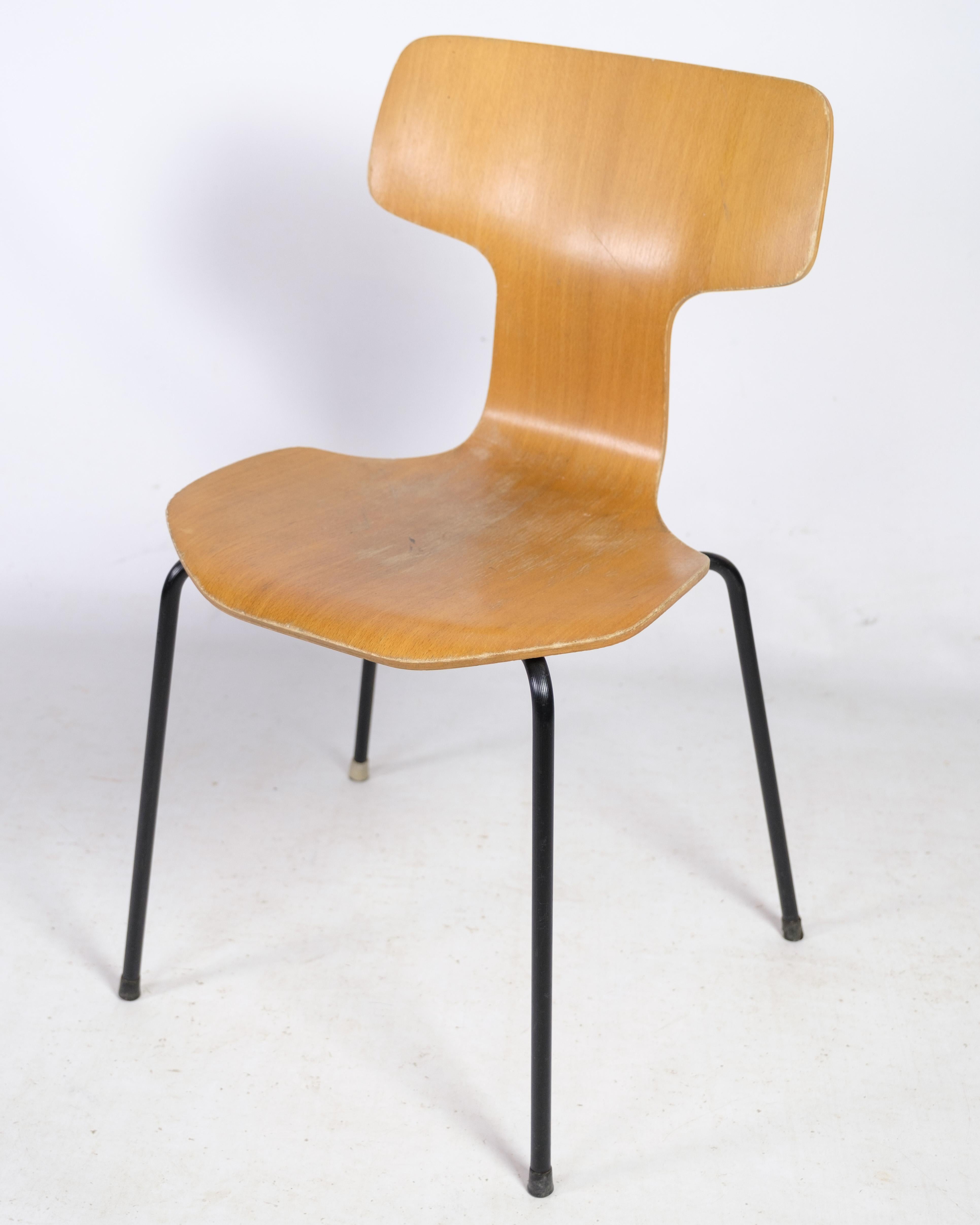 Set of Four, Model 3103, 'T-Chair', by Arne Jacobsen Oak, Fritz Hansen 1960s In Good Condition For Sale In Lejre, DK