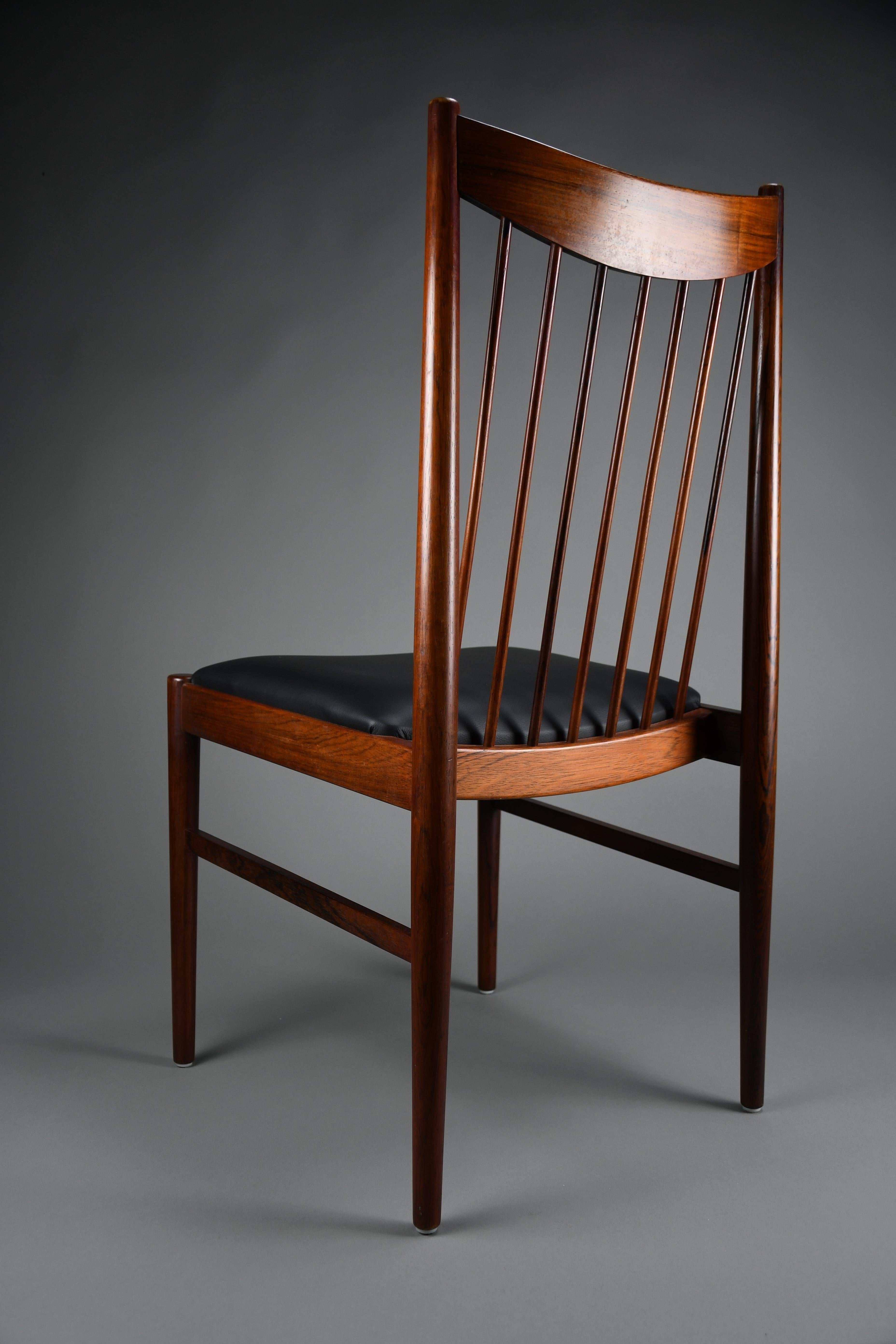 Set of Four Model 422 Dining Chairs by Helge Sibast, Denmark, 1960s Cuero en venta