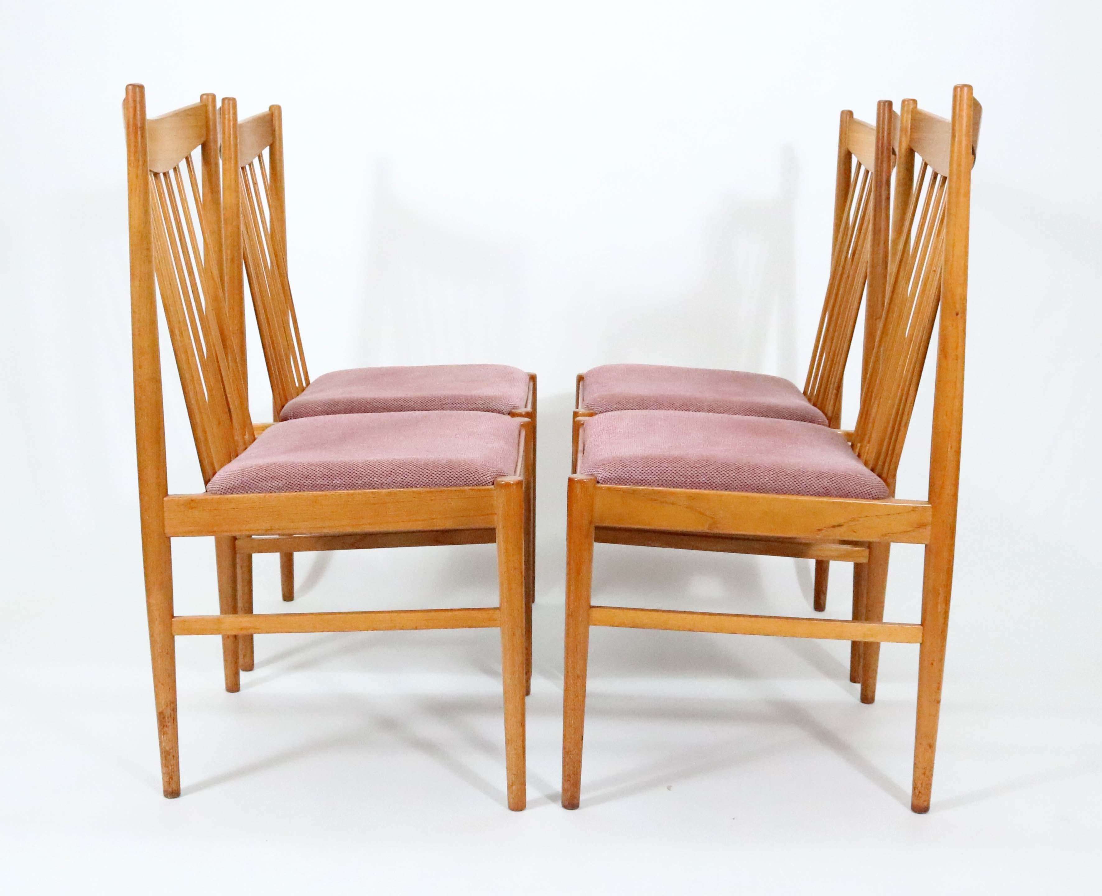 A set of four Model 422 teak dining chairs by Arne Vodder for Sibast.

We were surprised by how remarkably comfortable these chairs are.

Seat reupholstering available at pass-through cost.