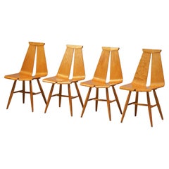 Set of 4 Model 441 Dining Chairs in Birch by Risto Halme for Isku, 1960s