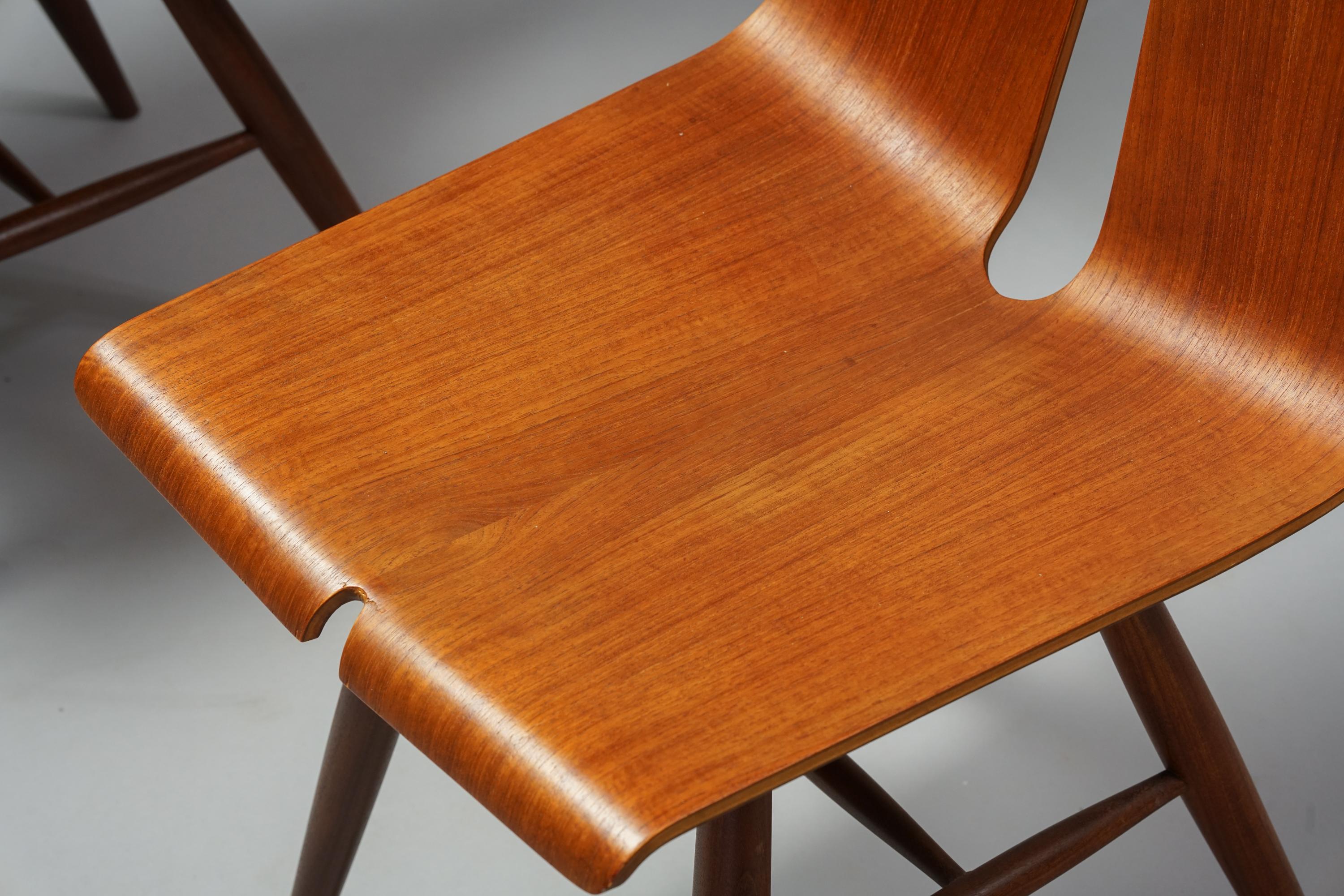 Finnish Set of Four Model 441 Dining Chairs in Teak by Risto Halme for Isku, 1960s