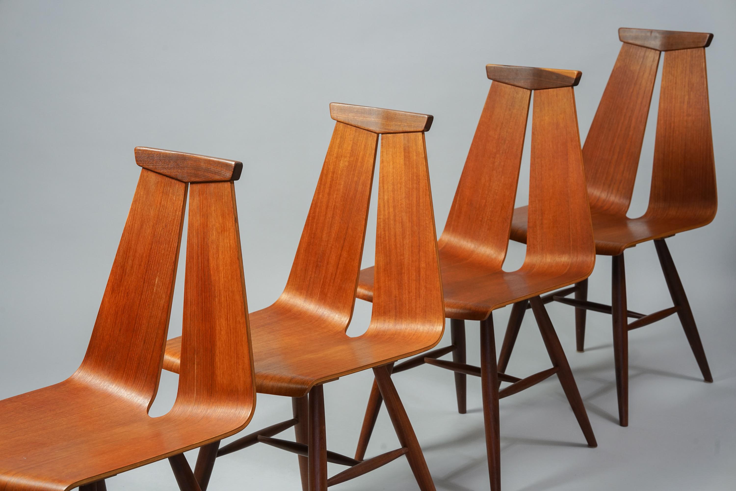 Mid-20th Century Set of Four Model 441 Dining Chairs in Teak by Risto Halme for Isku, 1960s