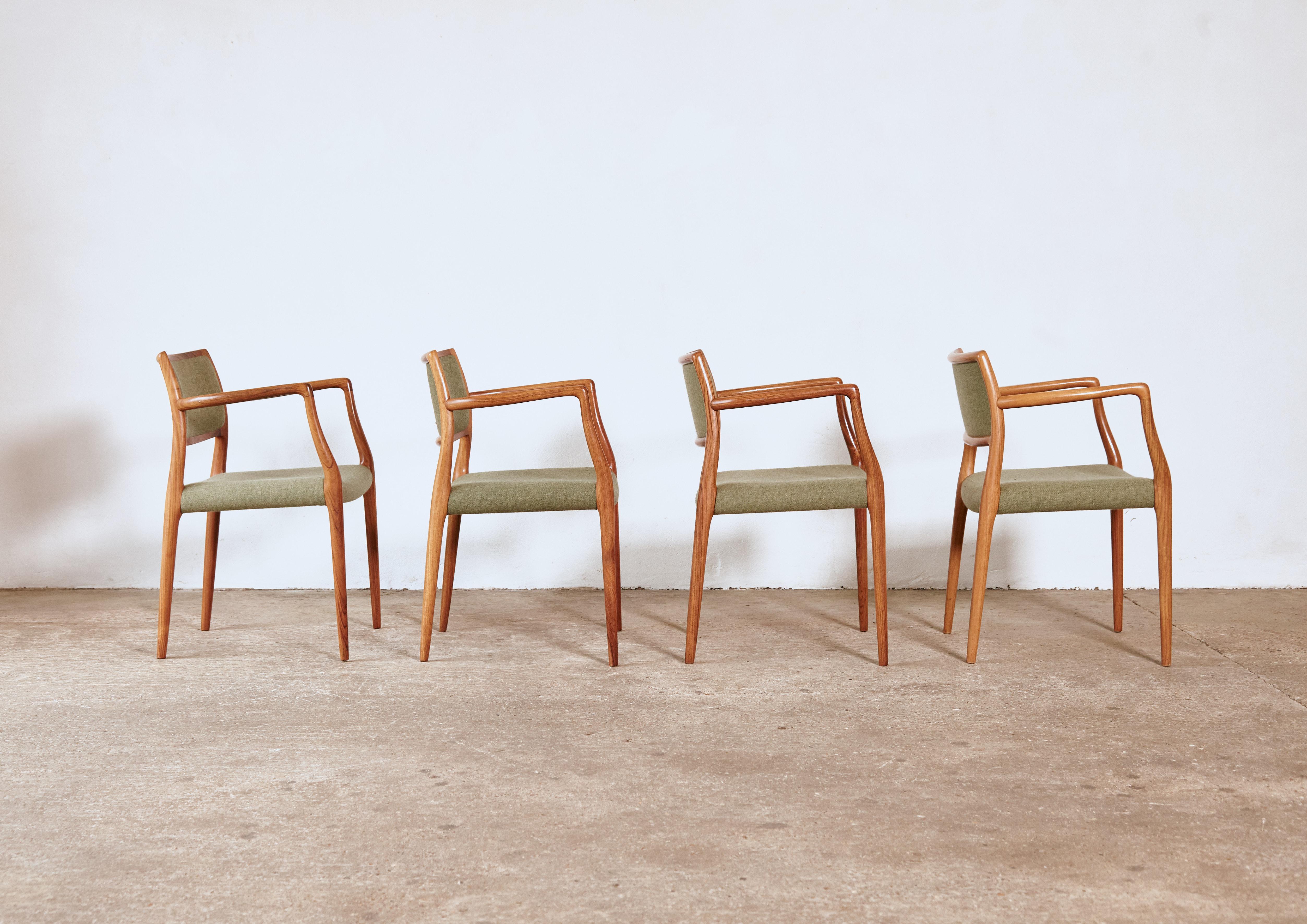 Mid-Century Modern Set of Four Model 65 Dining Chairs by Niels O. Møller 'Moller', Denmark, 1960s For Sale