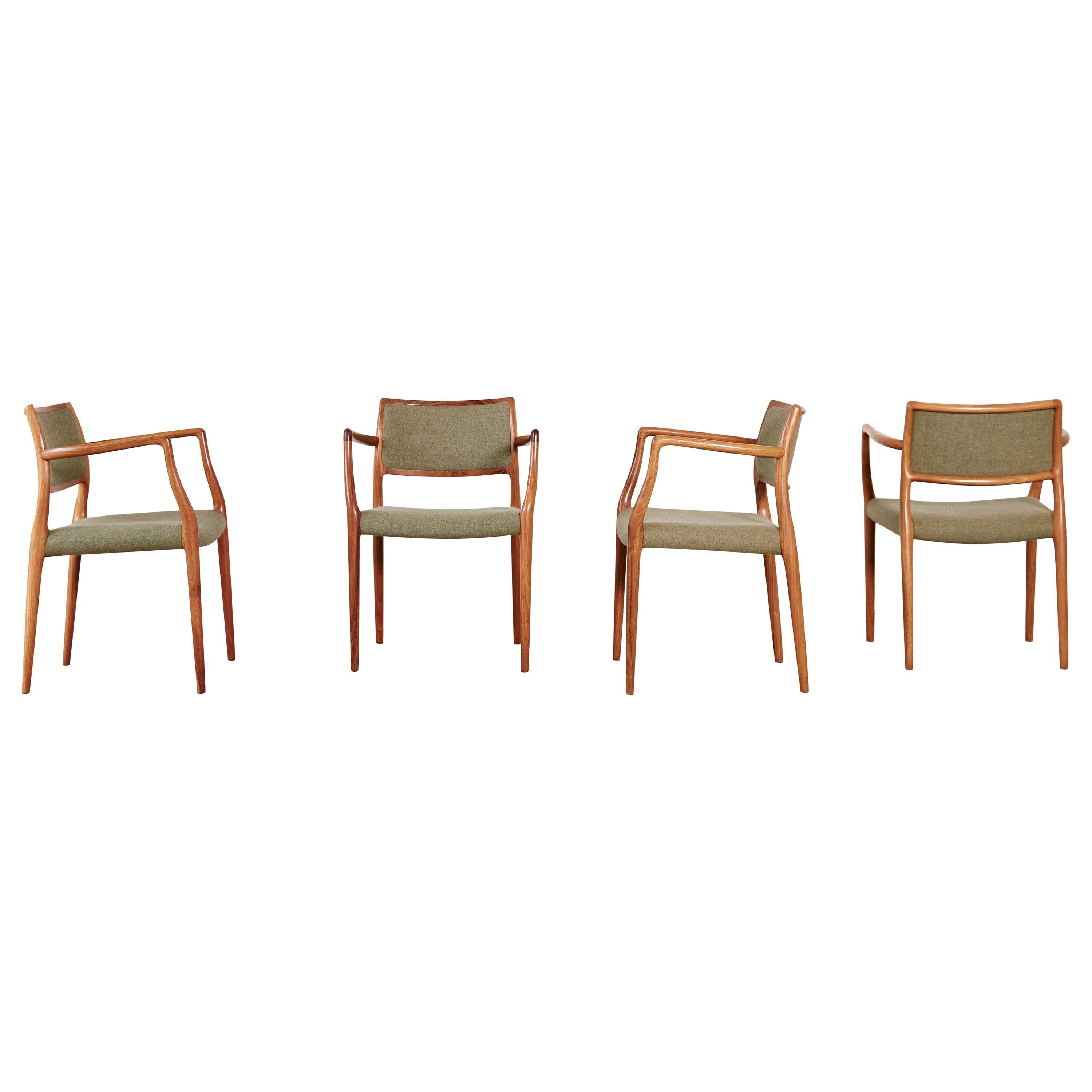 Set of Four Model 65 Dining Chairs by Niels O. Møller 'Moller', Denmark, 1960s