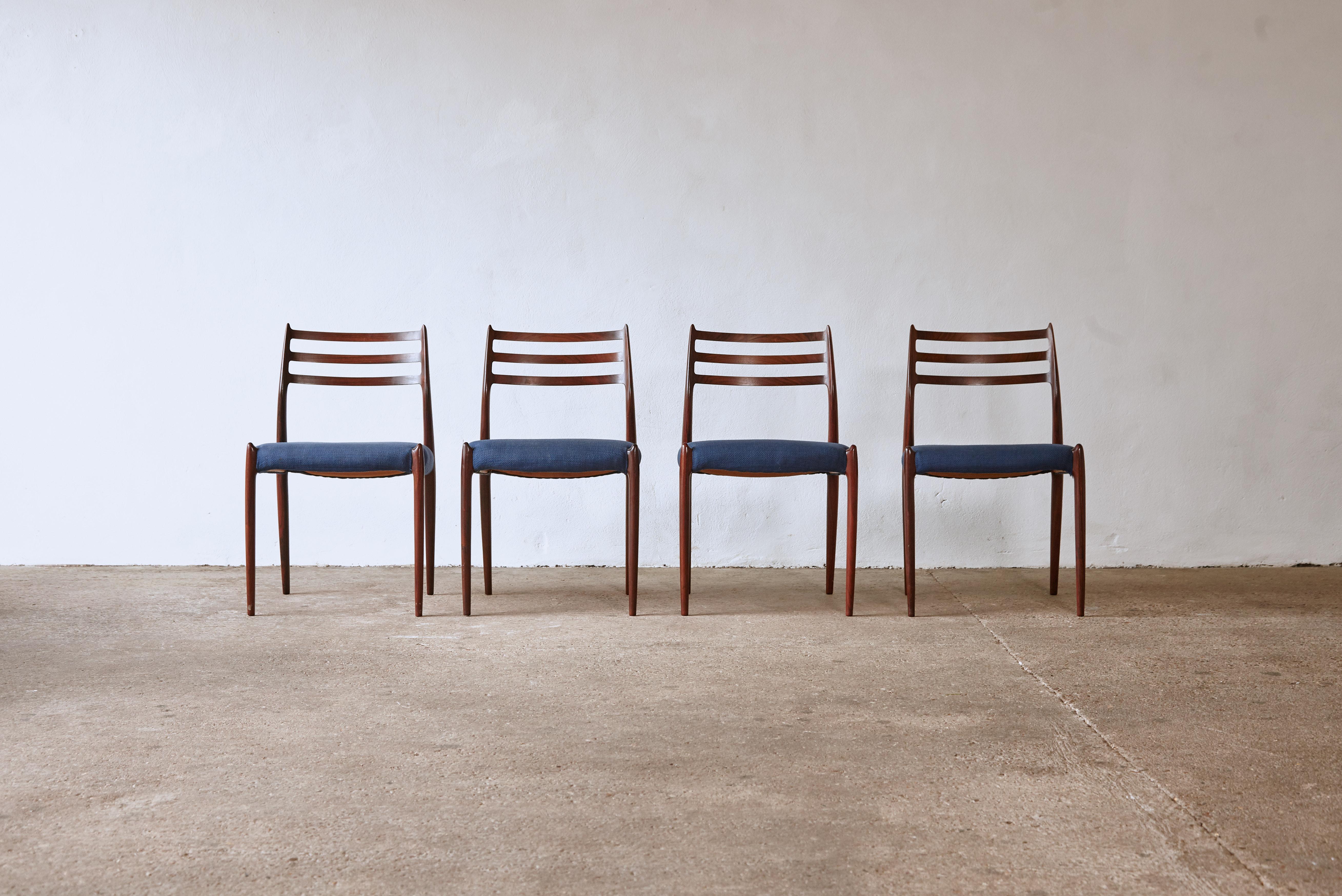 Mid-Century moderno Set di quattro sedie Model 78 di Niels O. Møller 'Moller', Danimarca, anni '60 in vendita