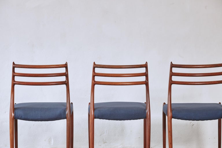 Wood Set of Four Model 78 Chairs by Niels O. Møller 'Moller', Denmark, 1960s For Sale