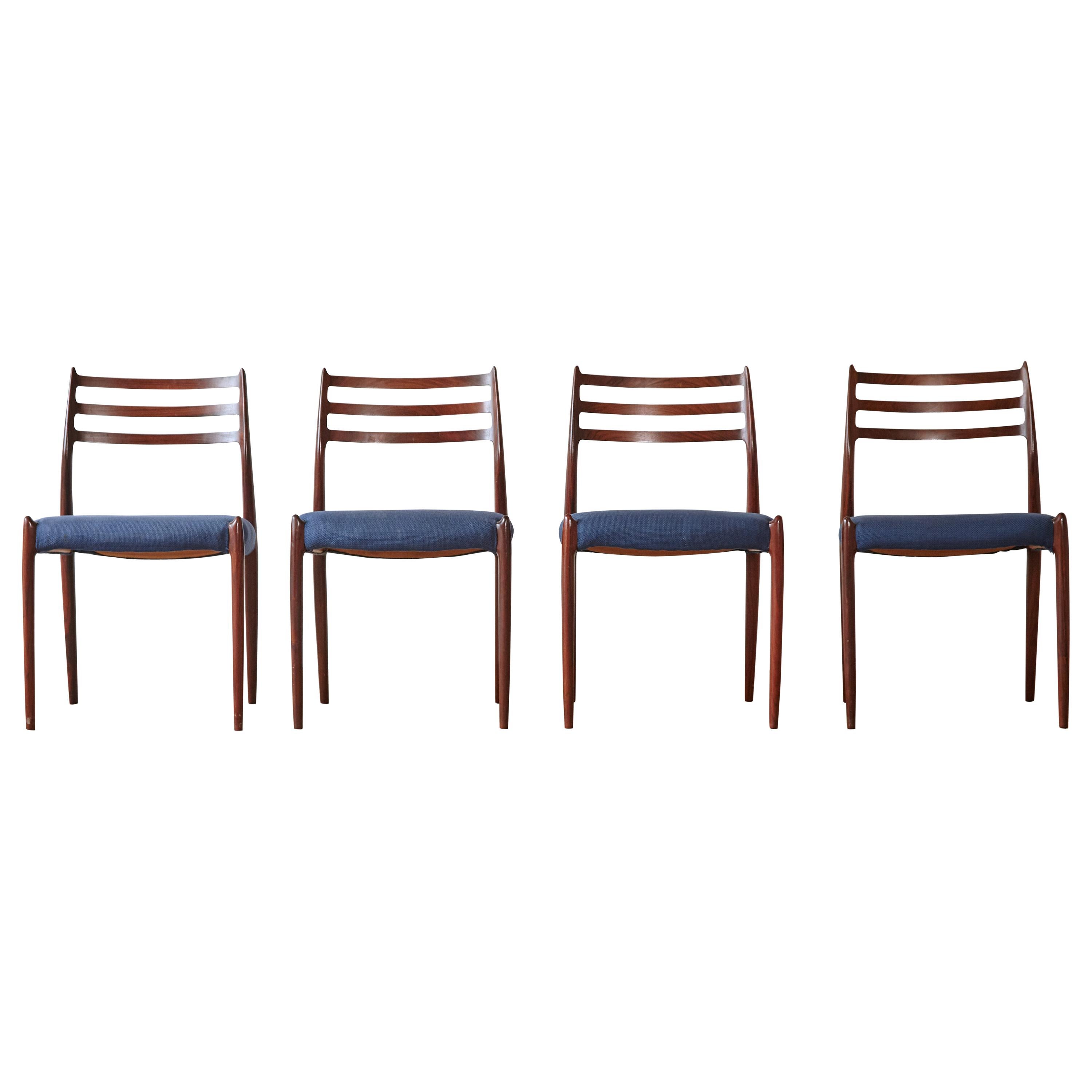 Set of Four Model 78 Chairs by Niels O. Møller 'Moller', Denmark, 1960s