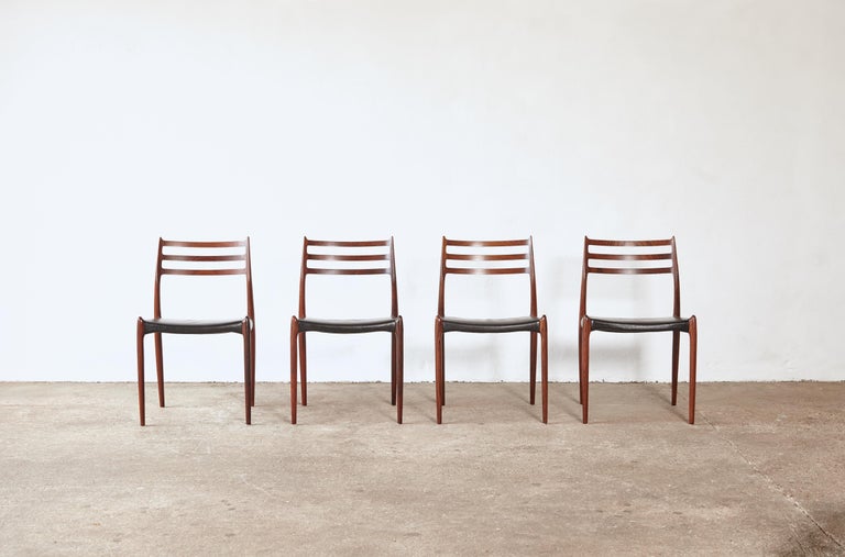 A superb set of four rosewood N.O. Møller 78 side chairs, in very good original condition, designed in 1962 for J.L. Møllers Møbelfabrik, Denmark. Ships worldwide.




UK customers please note:    displayed prices do not include VAT.
 
  
