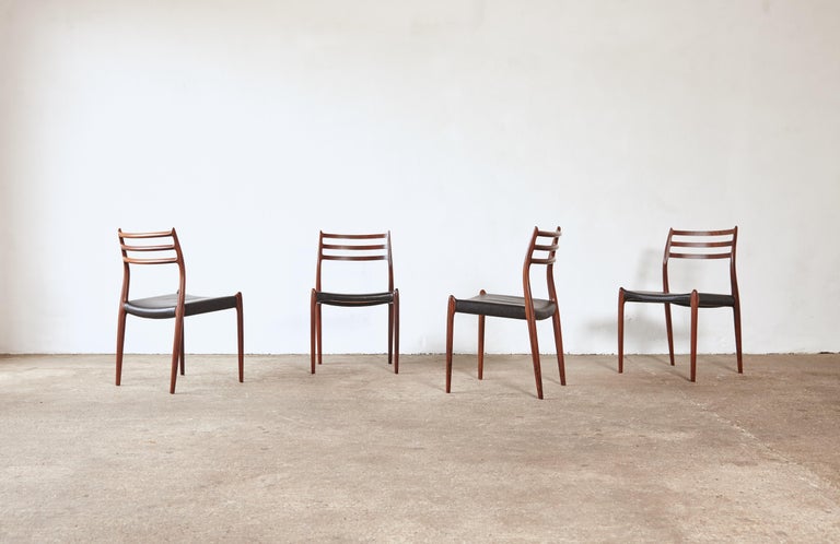 Mid-Century Modern Set of Four Model 78 Rosewood Chairs by Niels O. Møller (Moller), Denmark, 1960s For Sale