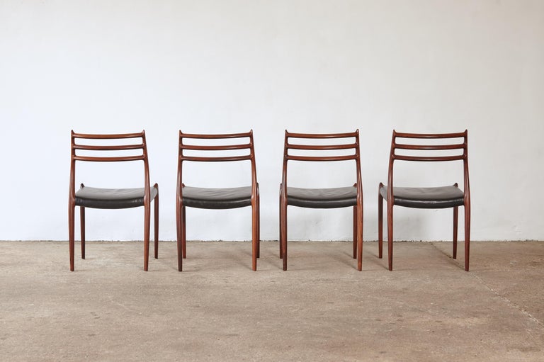Mid-20th Century Set of Four Model 78 Rosewood Chairs by Niels O. Møller (Moller), Denmark, 1960s For Sale