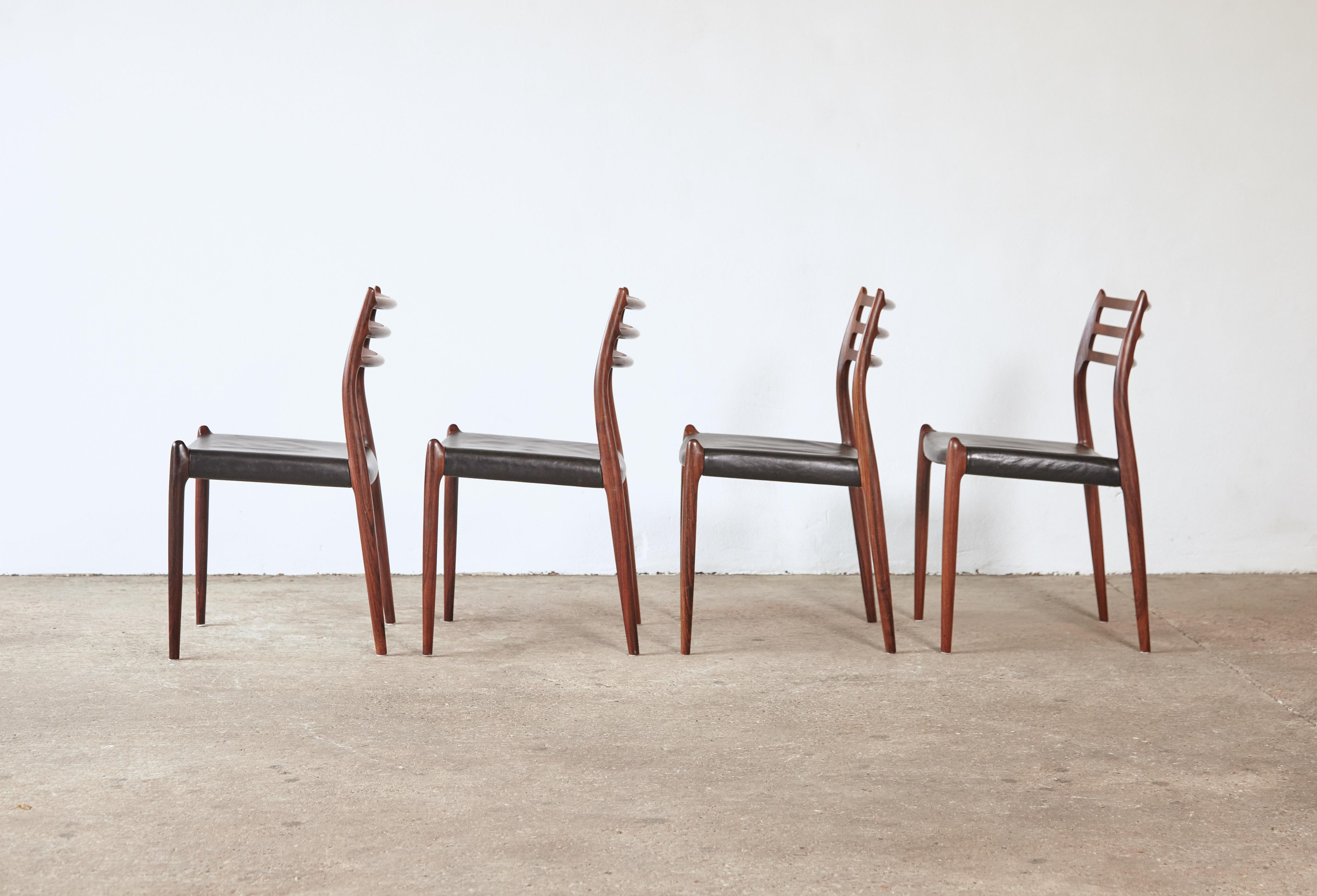 Set of Four Model 78 Rosewood Chairs by Niels O. Møller (Moller), Denmark, 1960s 1
